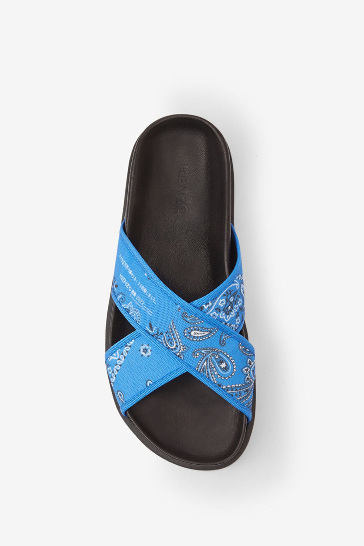 Kenzo Şal Desenli Hasır Tabanlı Çapraz Bantlı Terlik-Libas Trendy Fashion Store