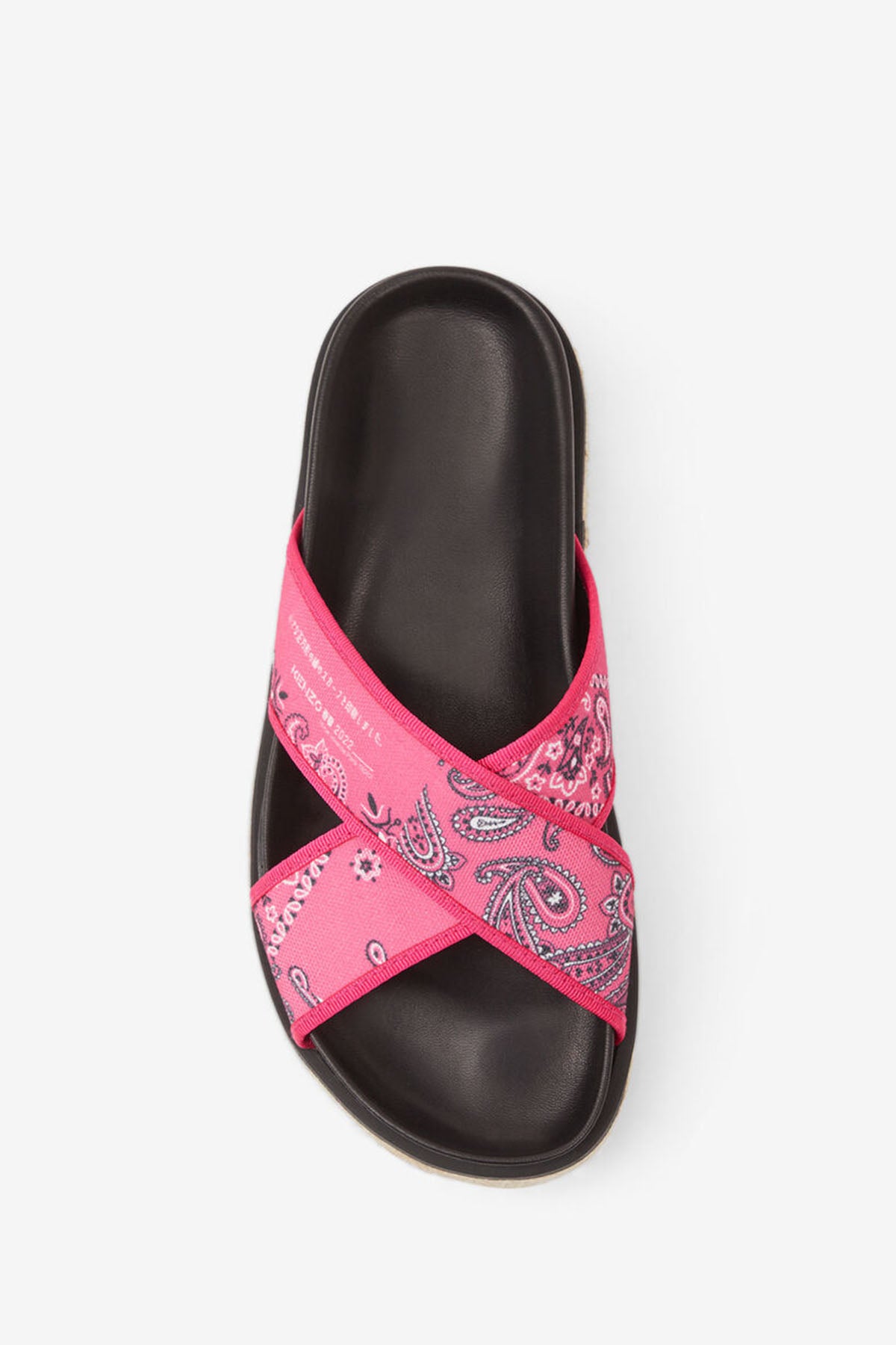 Kenzo Şal Desenli Hasır Tabanlı Çapraz Bantlı Terlik-Libas Trendy Fashion Store