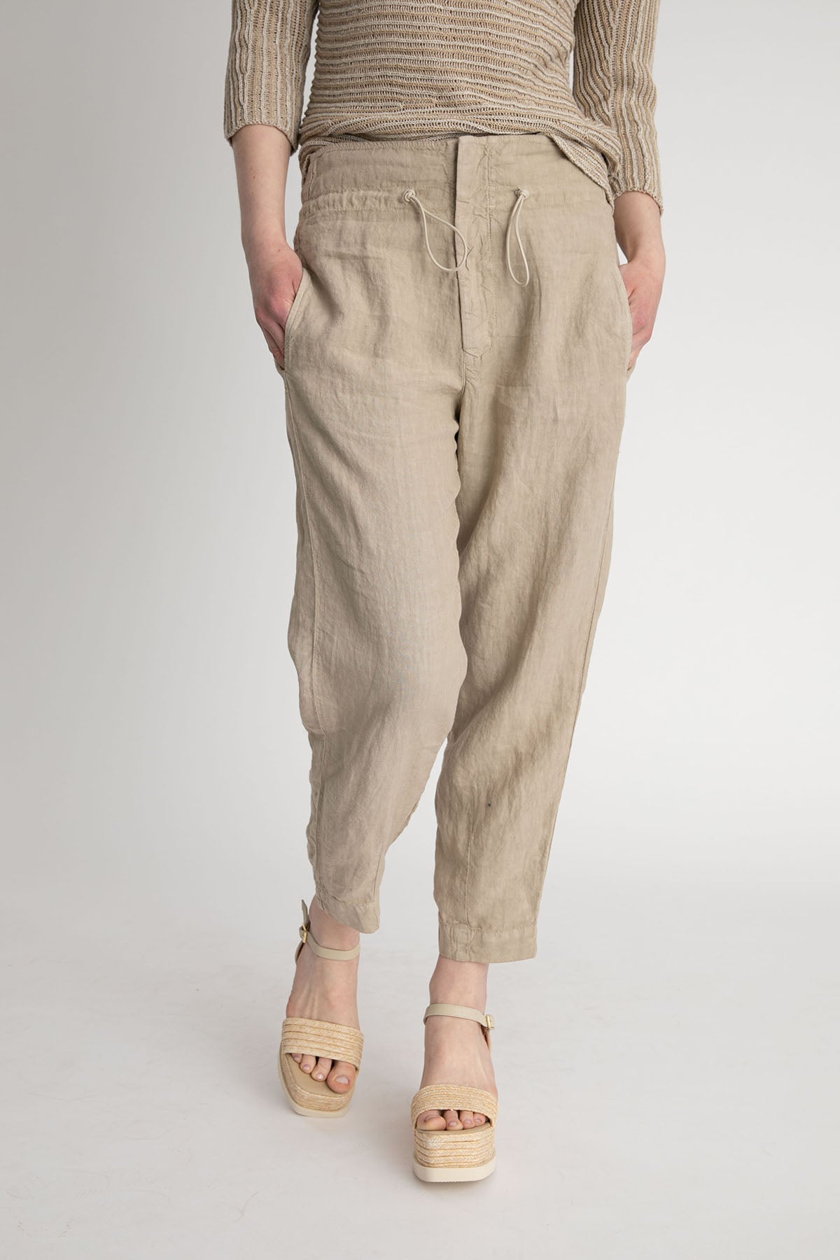 Transit Beli Lastikli Geniş Kesim Keten Pantolon-Libas Trendy Fashion Store