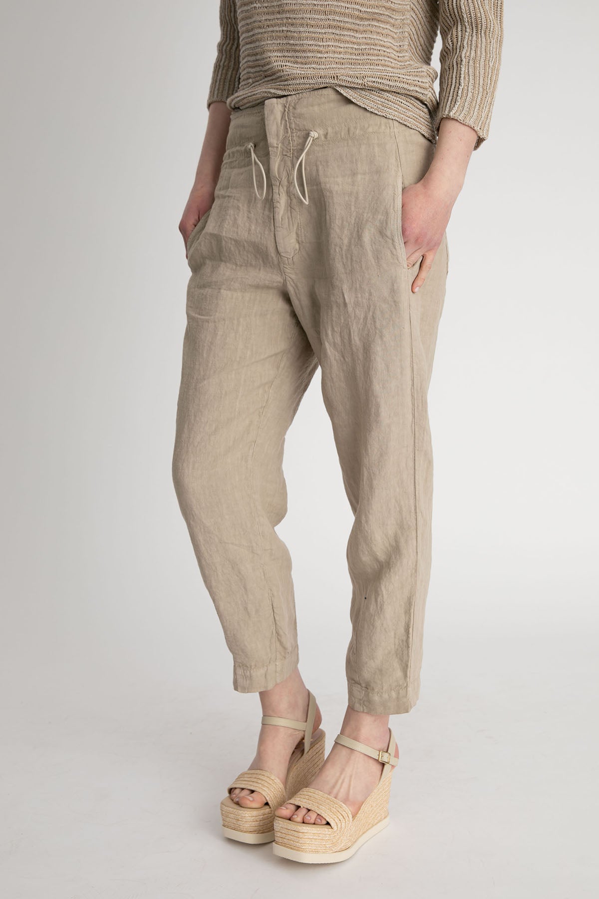 Transit Beli Lastikli Geniş Kesim Keten Pantolon-Libas Trendy Fashion Store