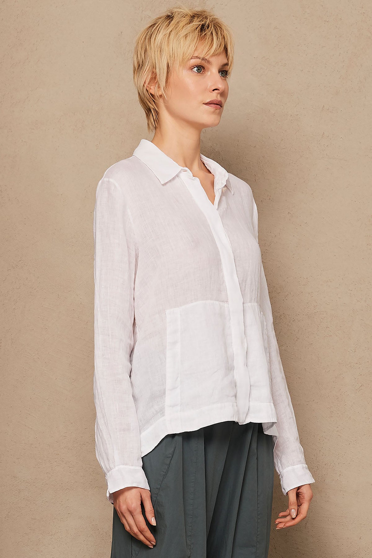 Transit Cepli Geniş Kesim Keten Gömlek-Libas Trendy Fashion Store