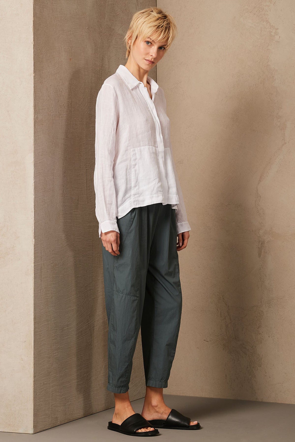 Transit Cepli Geniş Kesim Keten Gömlek-Libas Trendy Fashion Store