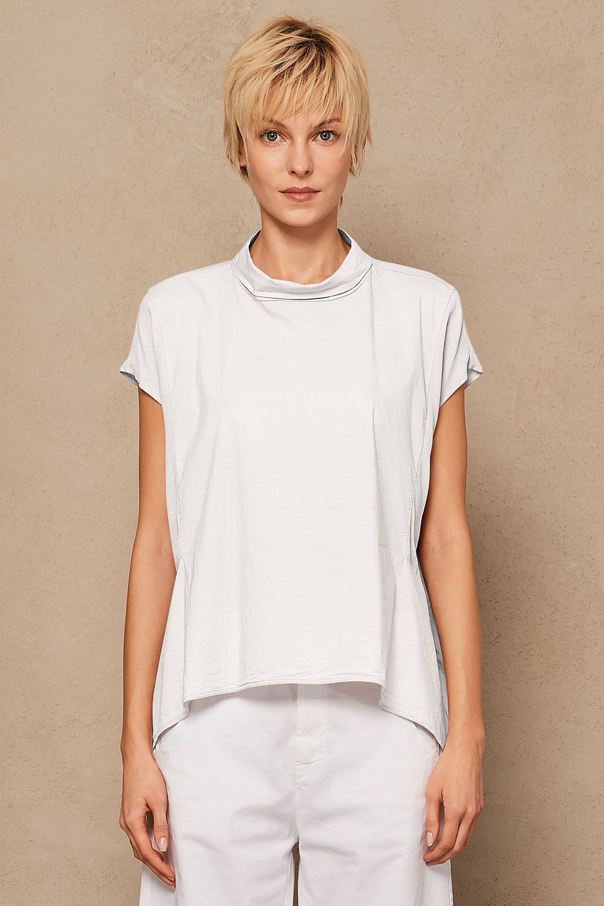 Transit Yuvarlak Dik Yaka Rahat Kesim Bluz-Libas Trendy Fashion Store