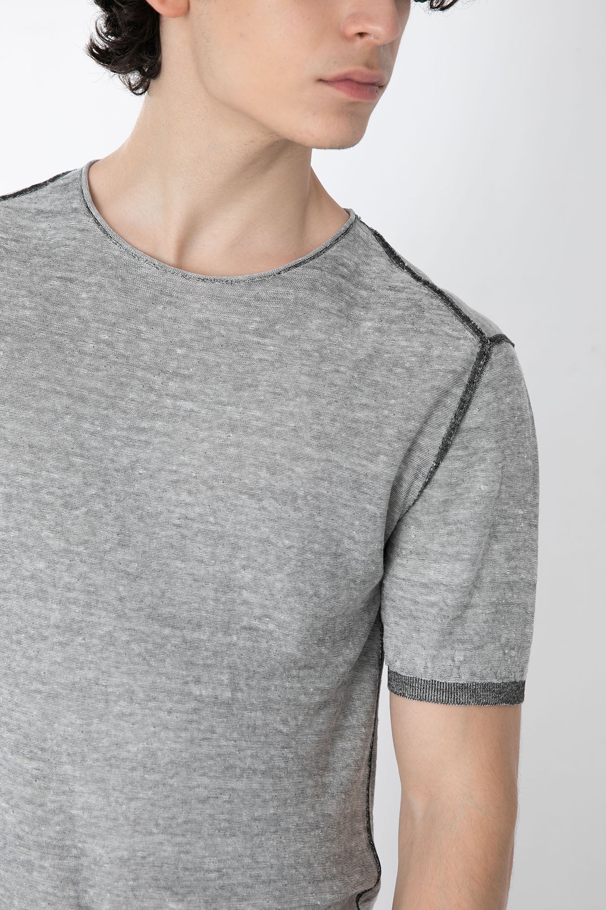 Transit Çift Taraflı Ketenli T-shirt-Libas Trendy Fashion Store