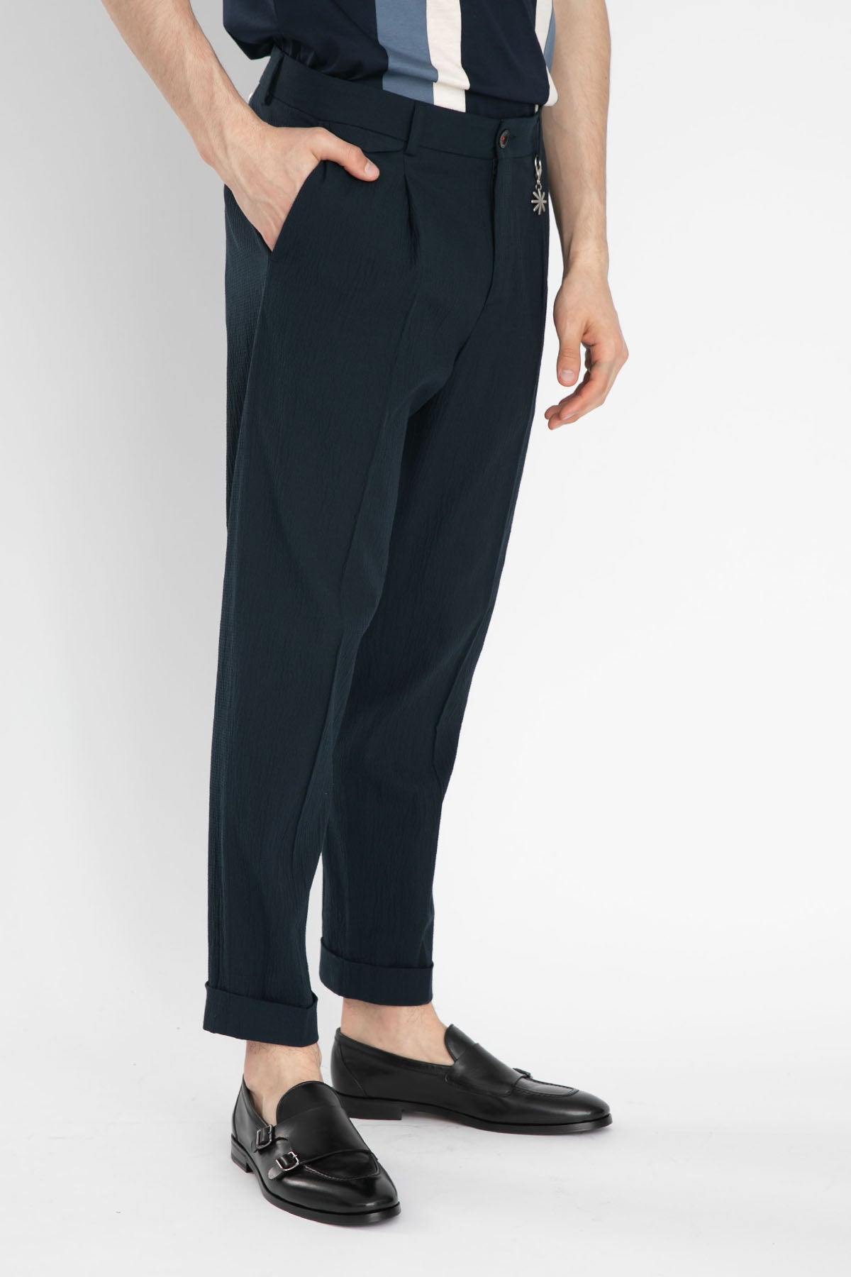 Manuel Ritz Tek Pile Duble Paça Gofre Pantolon-Libas Trendy Fashion Store