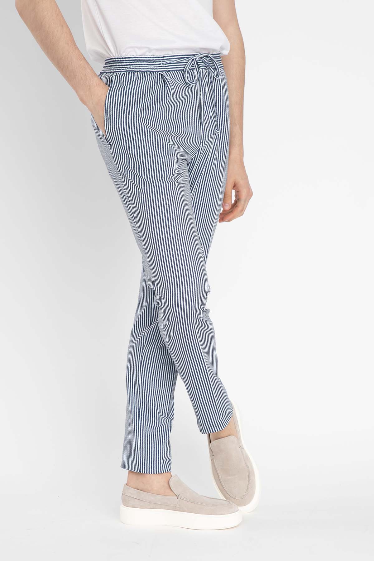 Manuel Ritz Beli Lastikli Çizgili Pantolon-Libas Trendy Fashion Store