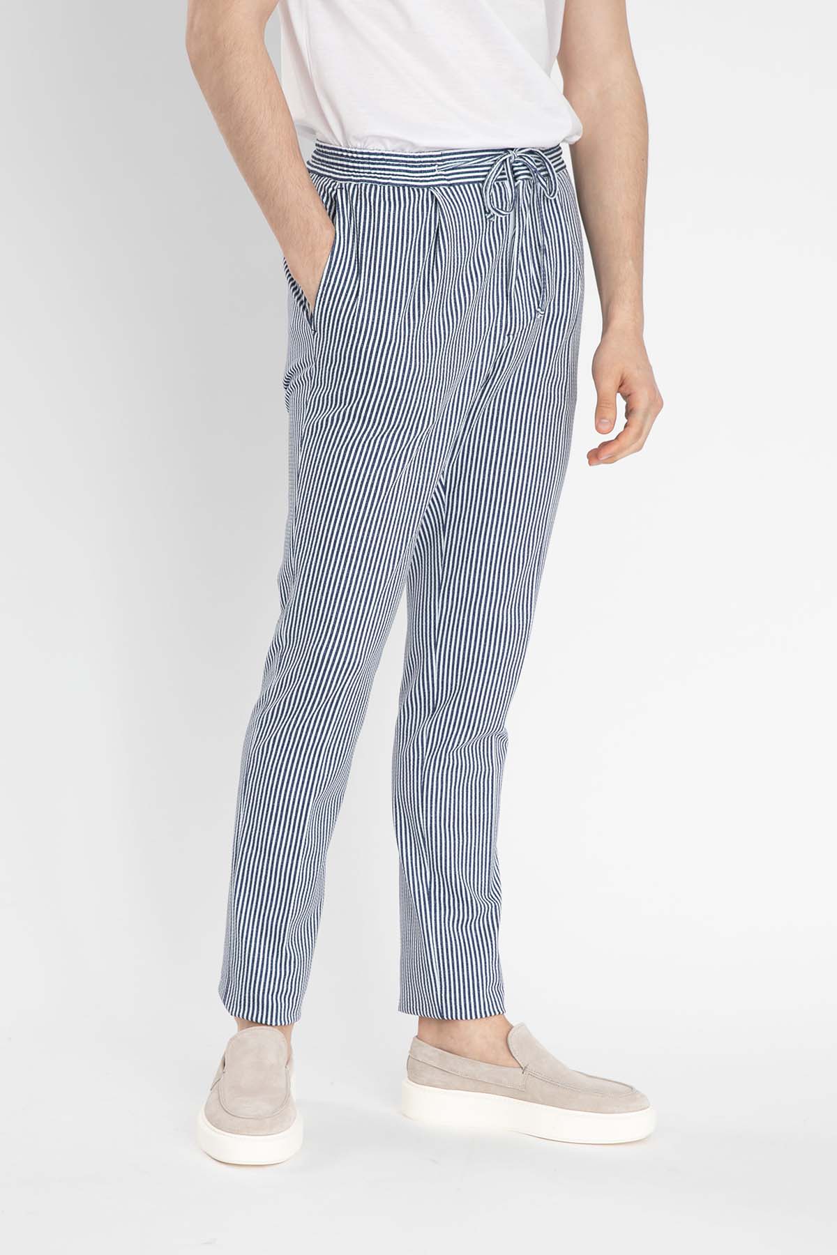 Manuel Ritz Beli Lastikli Çizgili Pantolon-Libas Trendy Fashion Store