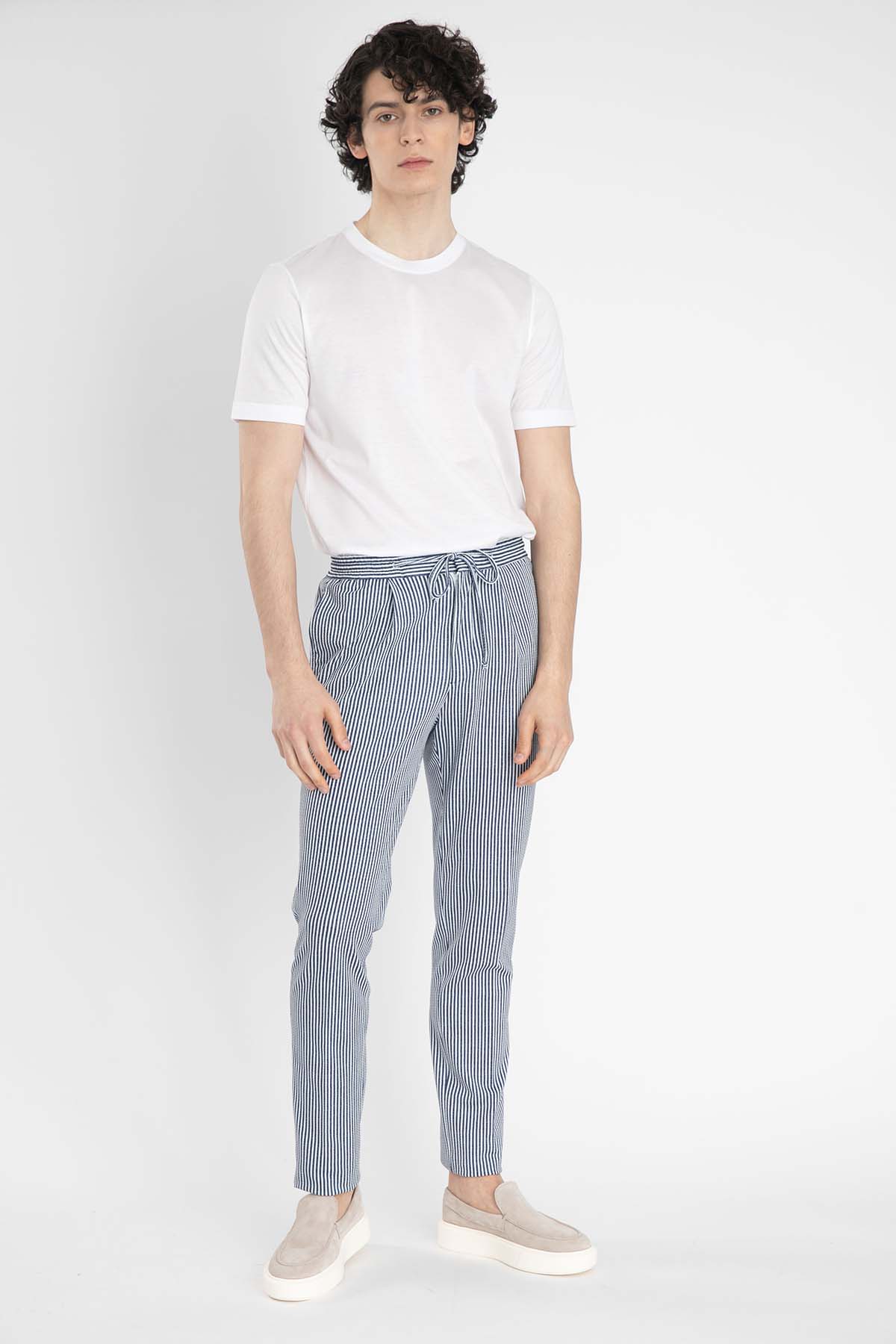 Manuel Ritz Beli Lastikli Çizgili Pantolon-Libas Trendy Fashion Store