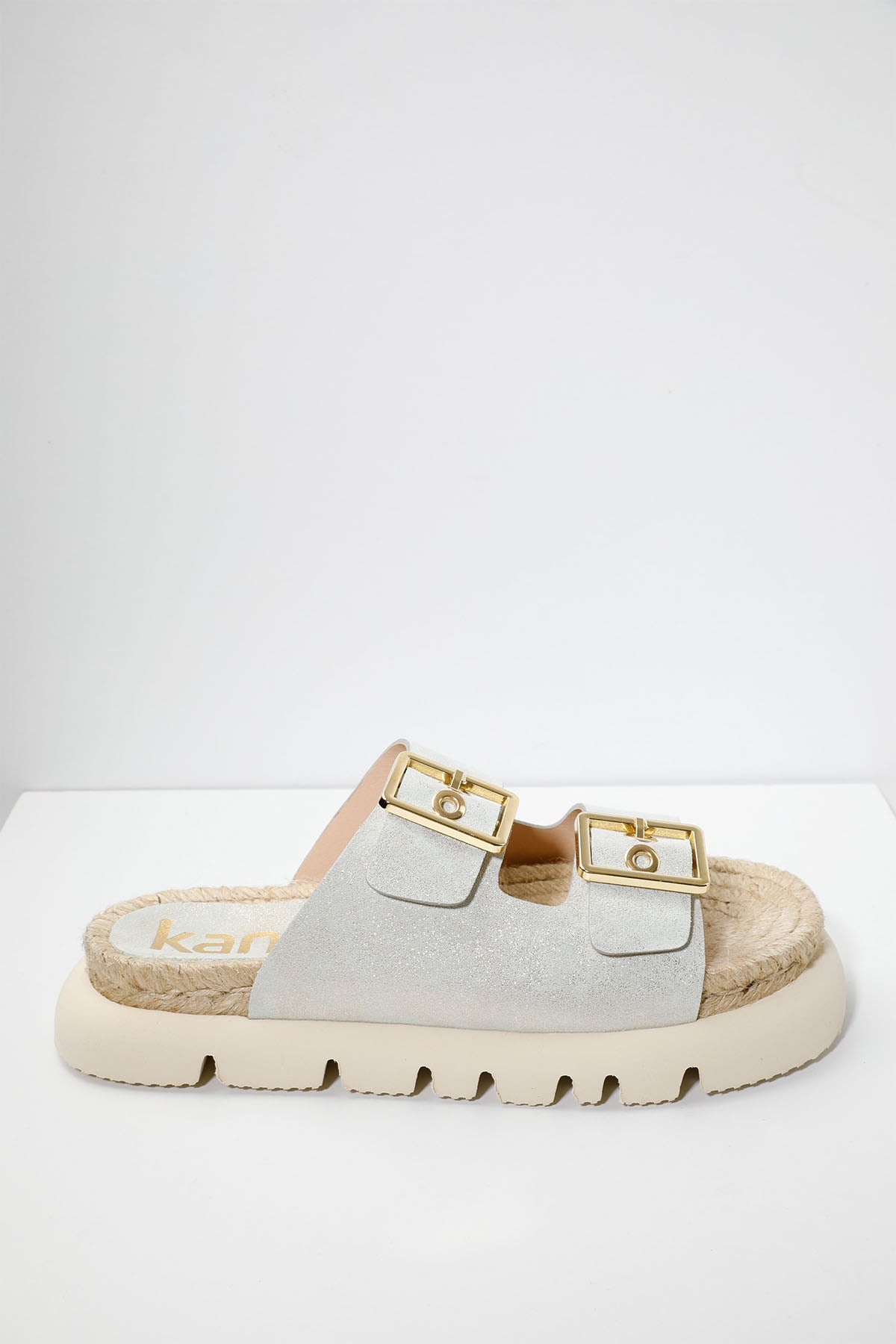 Kanna Çift Metal Tokalı Hasır Deri Terlik-Libas Trendy Fashion Store