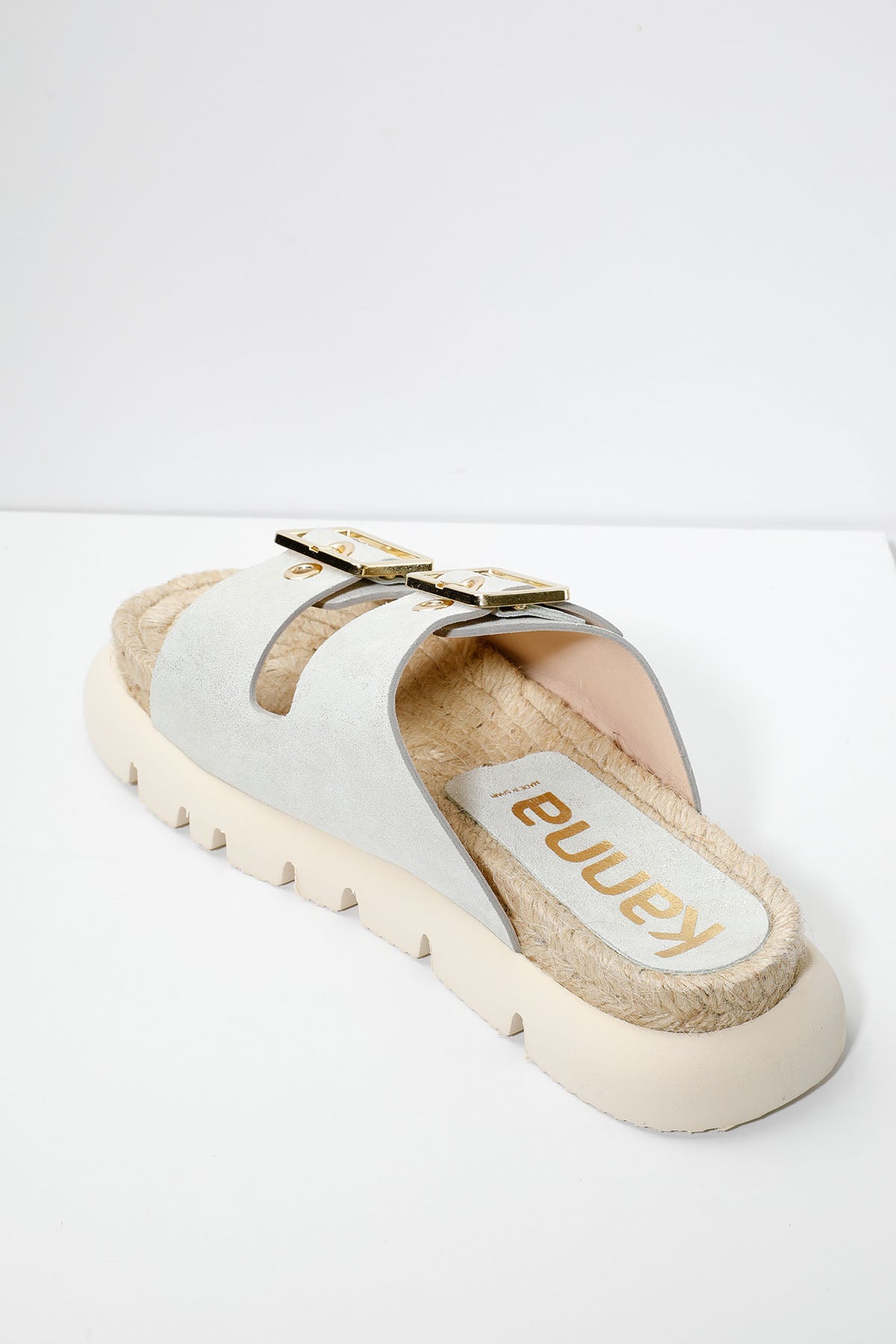 Kanna Çift Metal Tokalı Hasır Deri Terlik-Libas Trendy Fashion Store