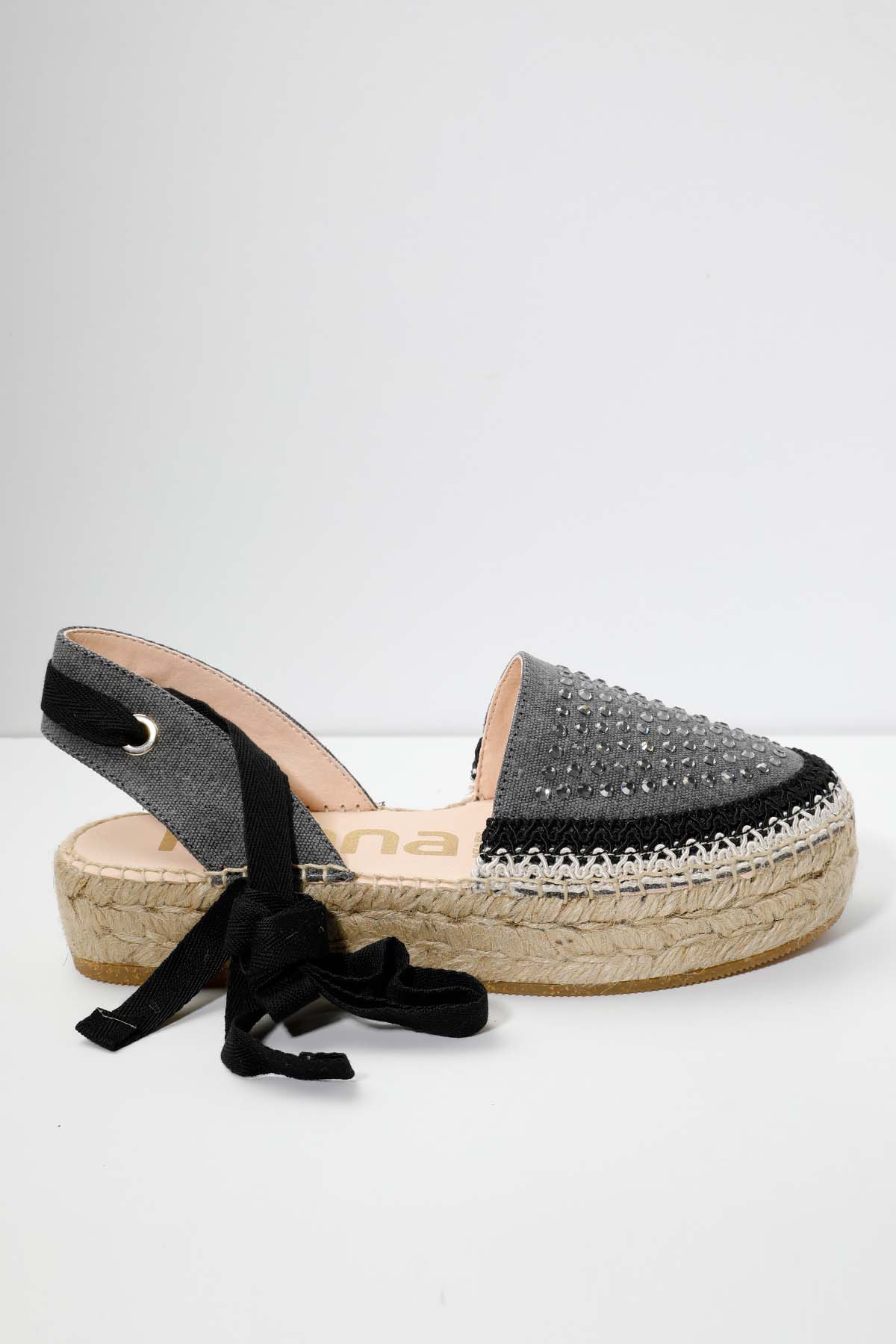 Kanna Bilekten Bağlamalı Taş Detaylı Espadril-Libas Trendy Fashion Store