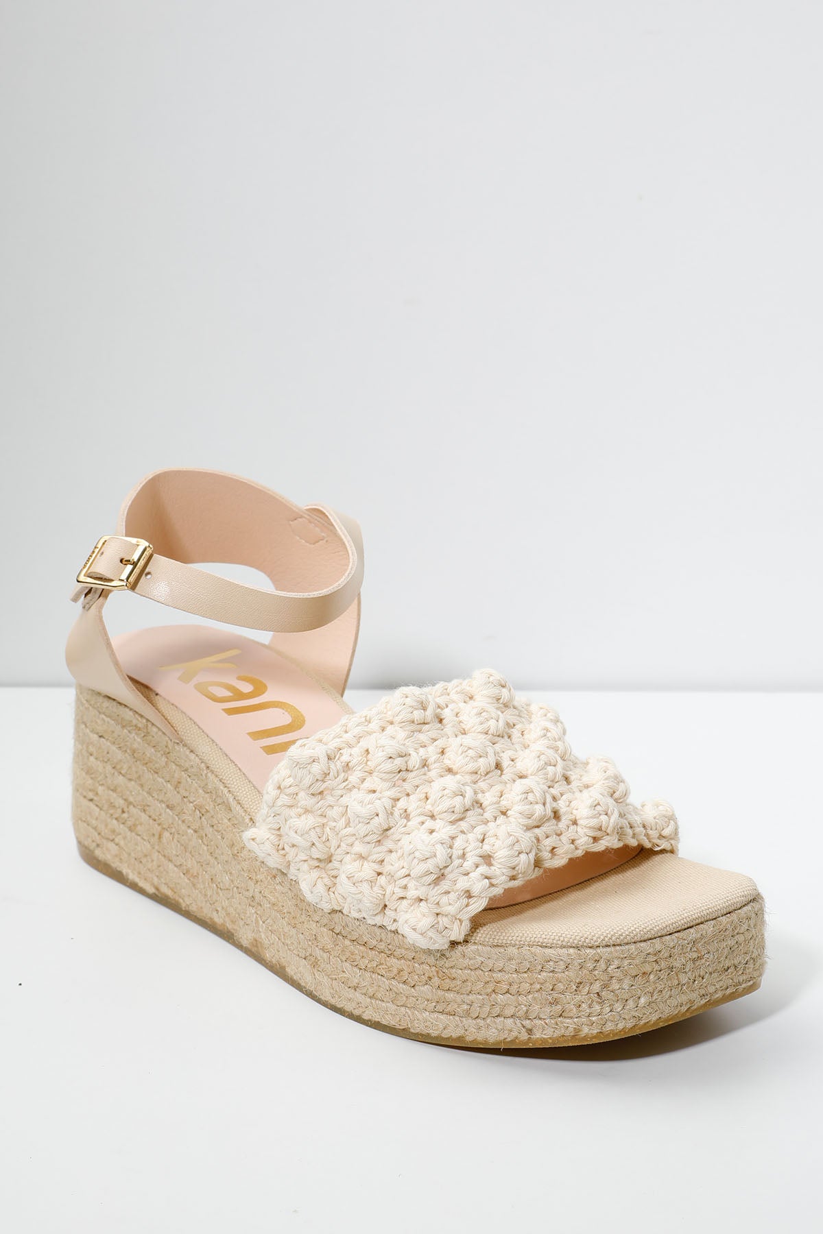 Kanna Küt Burun Platform Taban Örgü Detaylı Sandalet-Libas Trendy Fashion Store