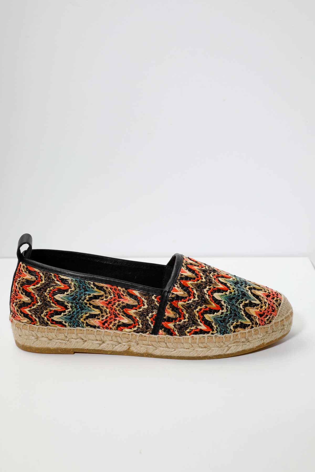 Kanna Renk Geçişli Hasır Örgü Espadril Ayakkabı-Libas Trendy Fashion Store