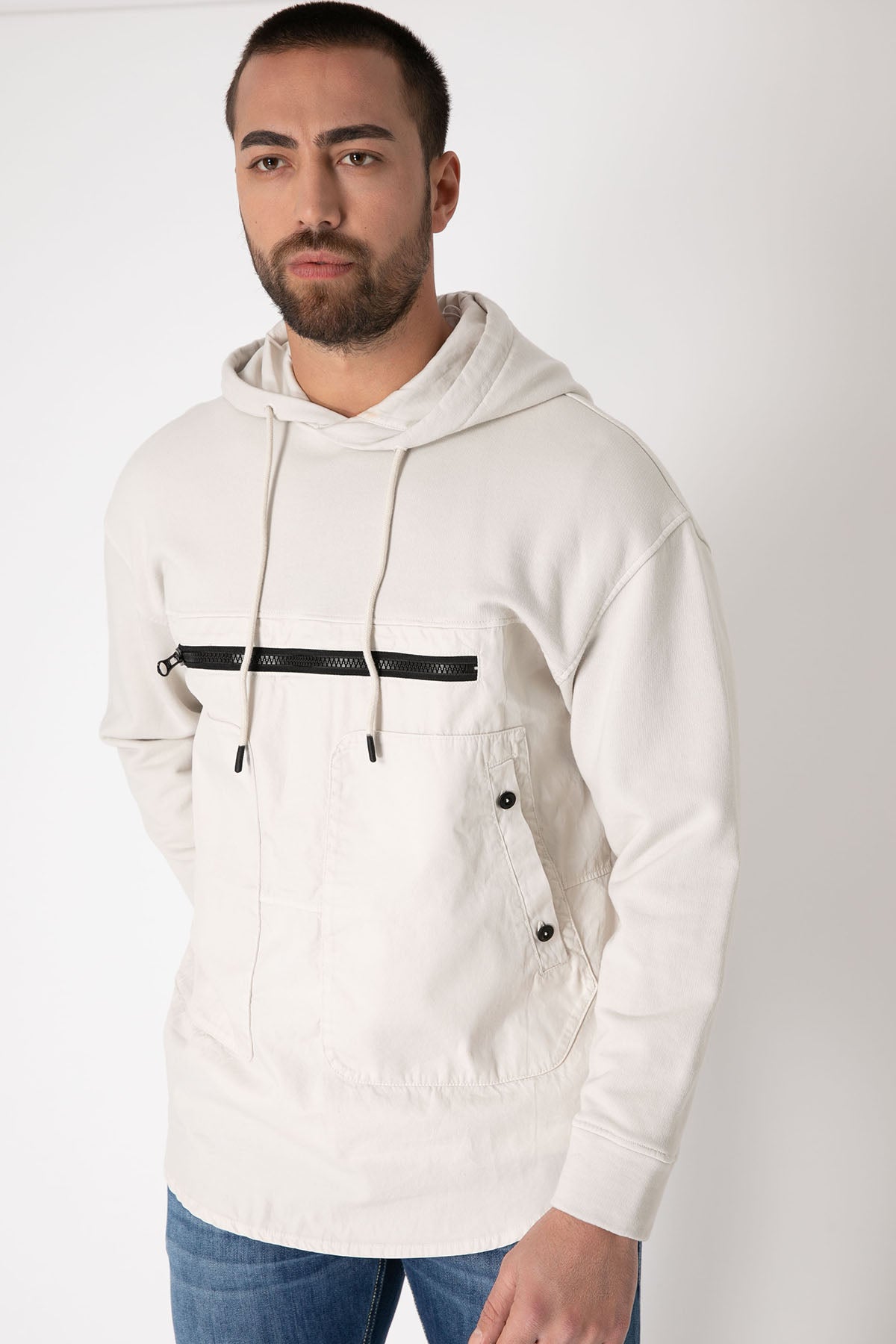 Dondup Fermuar Detaylı Geniş Kesim Kapüşonlu Sweatshirt-Libas Trendy Fashion Store