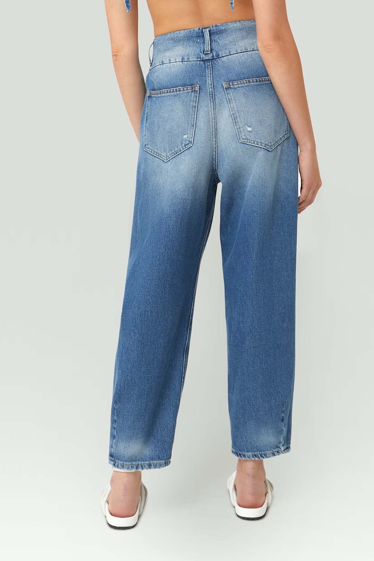 Dondup Flor Yırtık Detaylı Loose Fit Jeans-Libas Trendy Fashion Store