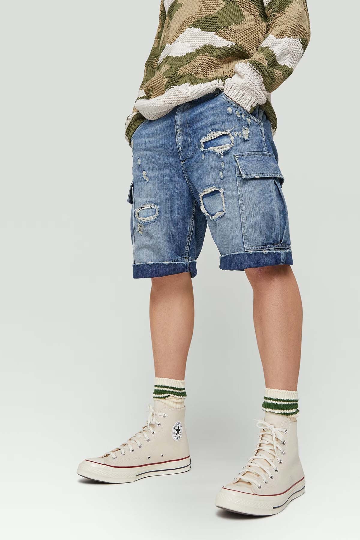 Dondup Raul Loose Fit Yırtık Detaylı Jean Şort-Libas Trendy Fashion Store