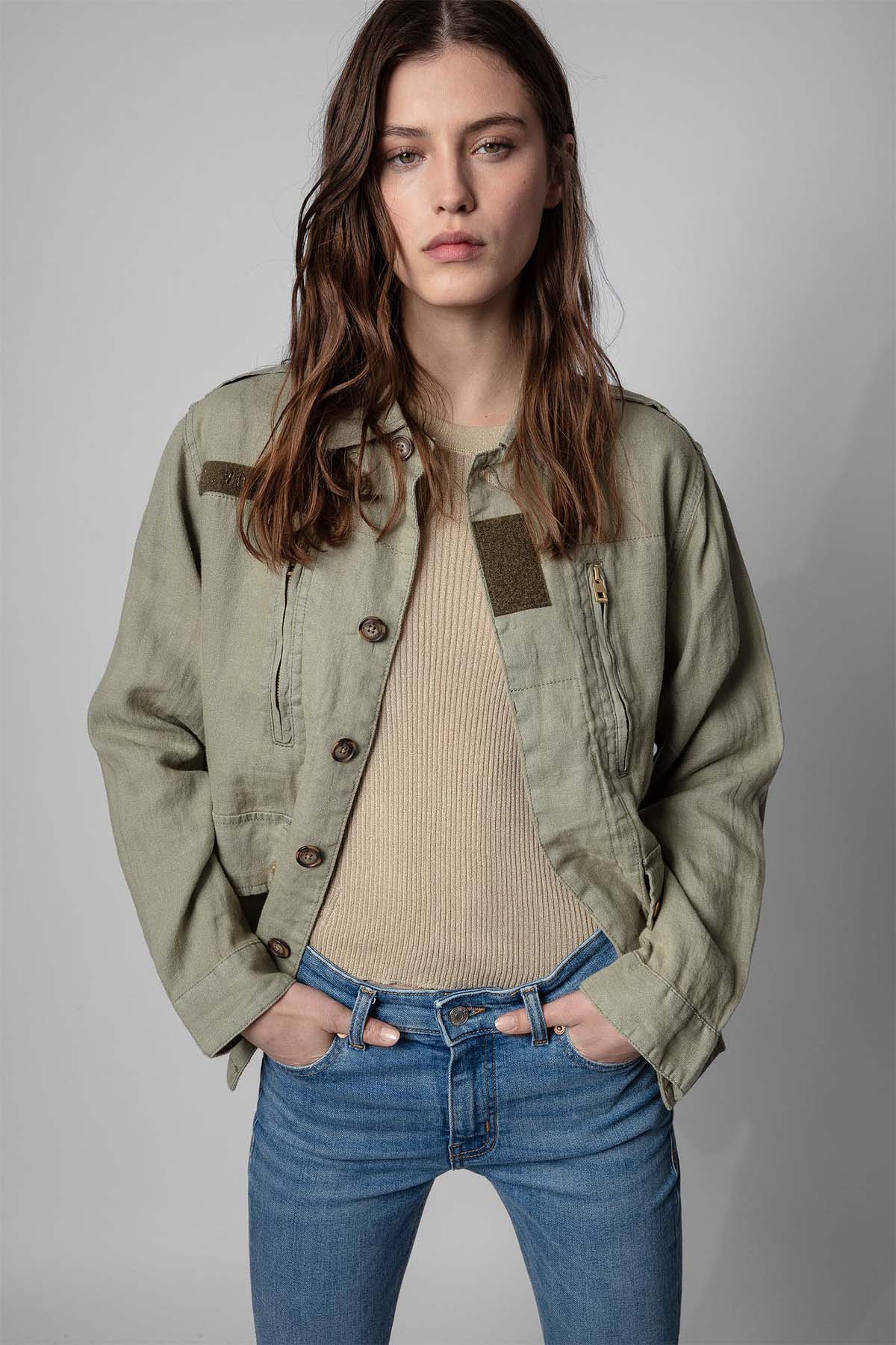 Zadig & Voltaire Sırtta Nakış Logolu Keten Ceket-Libas Trendy Fashion Store