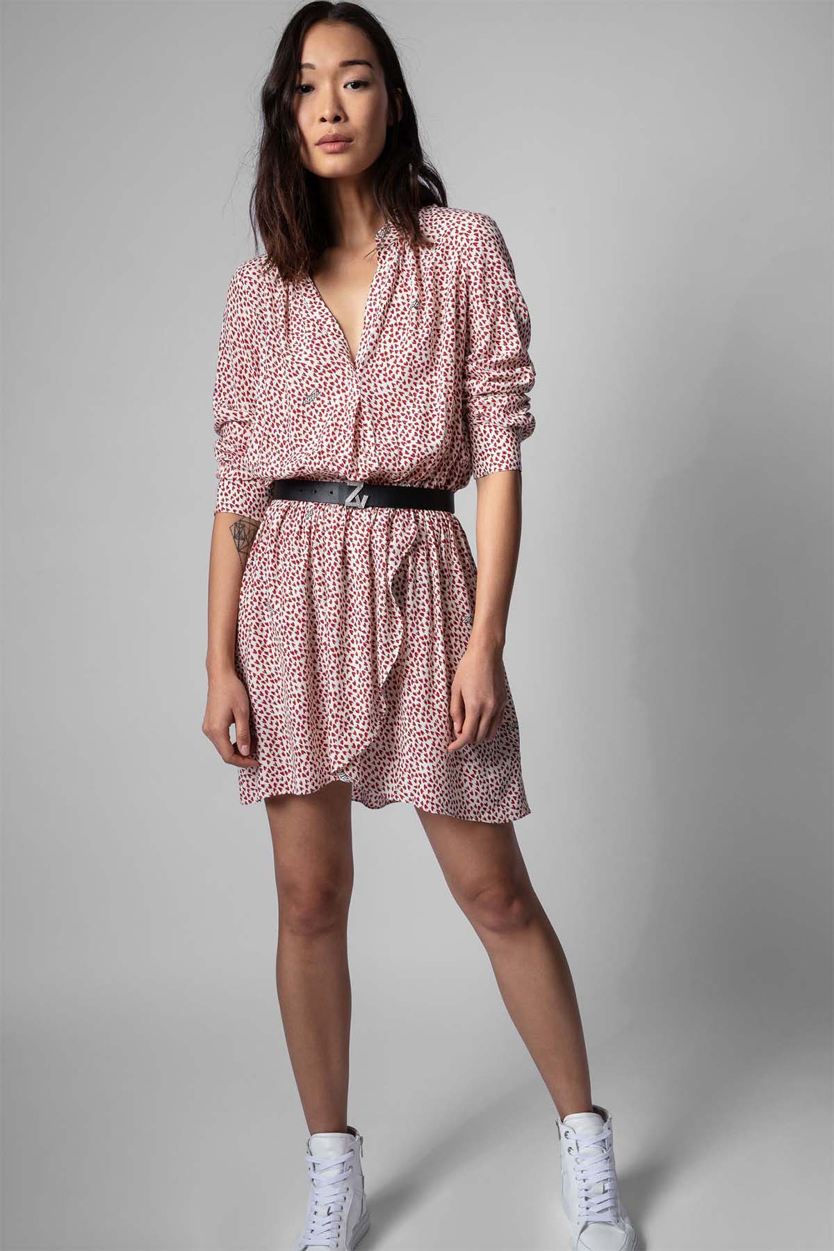 Zadig & Voltaire V Yaka Puantiyeli Elbise-Libas Trendy Fashion Store