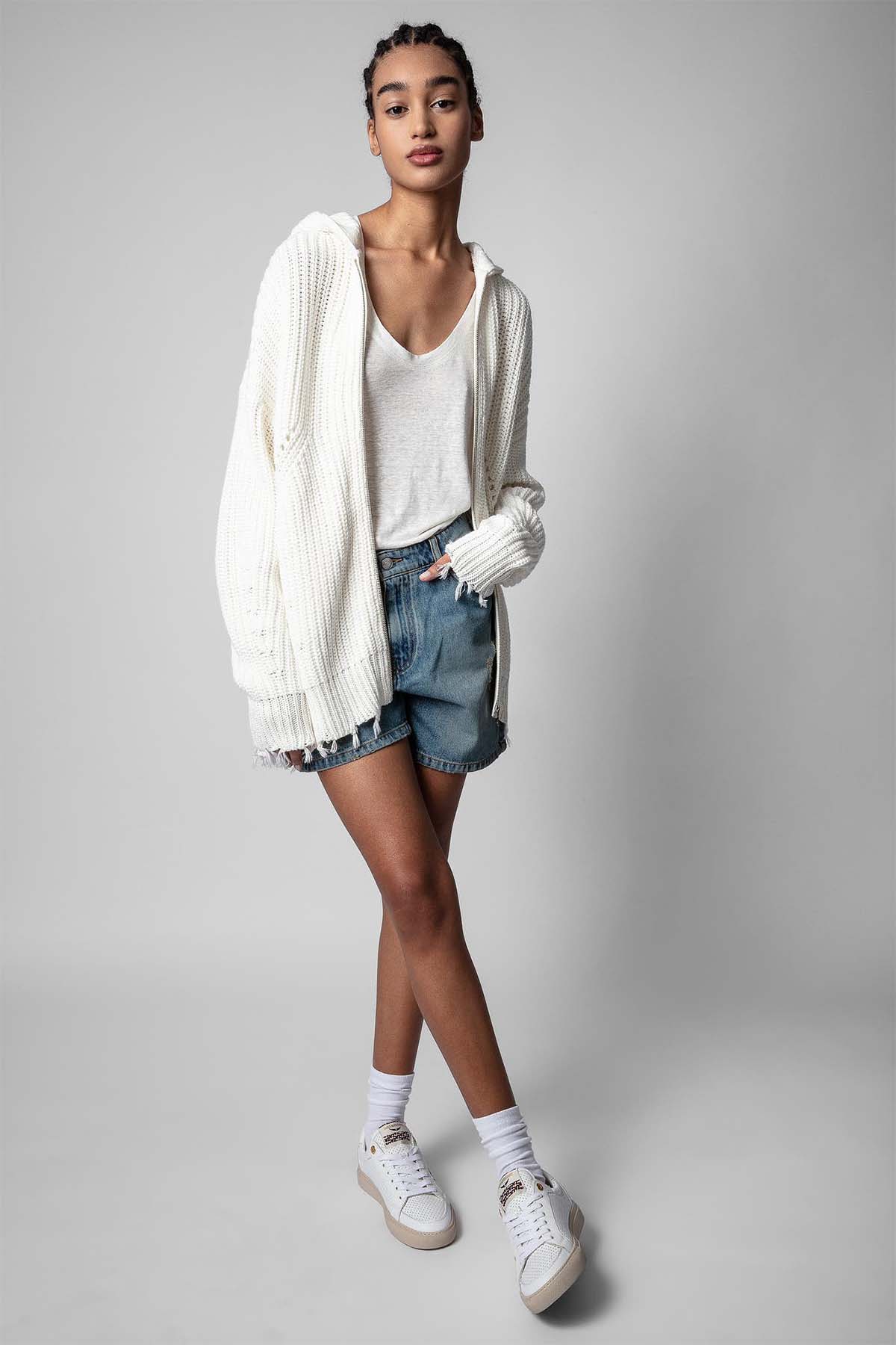Zadig & Voltaire Geniş Kesim Kapüşonlu Örgü Sweatshirt Ceket-Libas Trendy Fashion Store