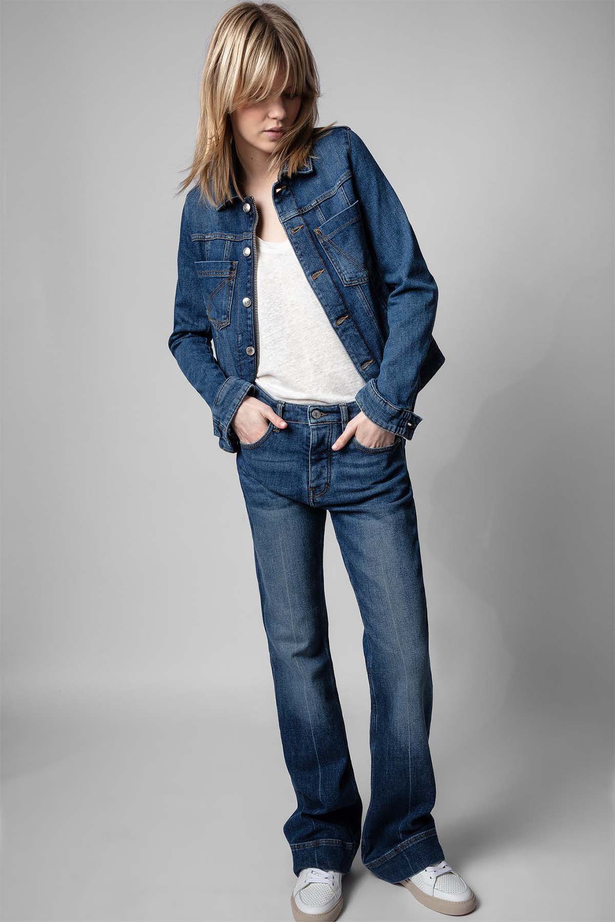 Zadig & Voltaire Sırtta Nakış Logolu Denim Ceket-Libas Trendy Fashion Store