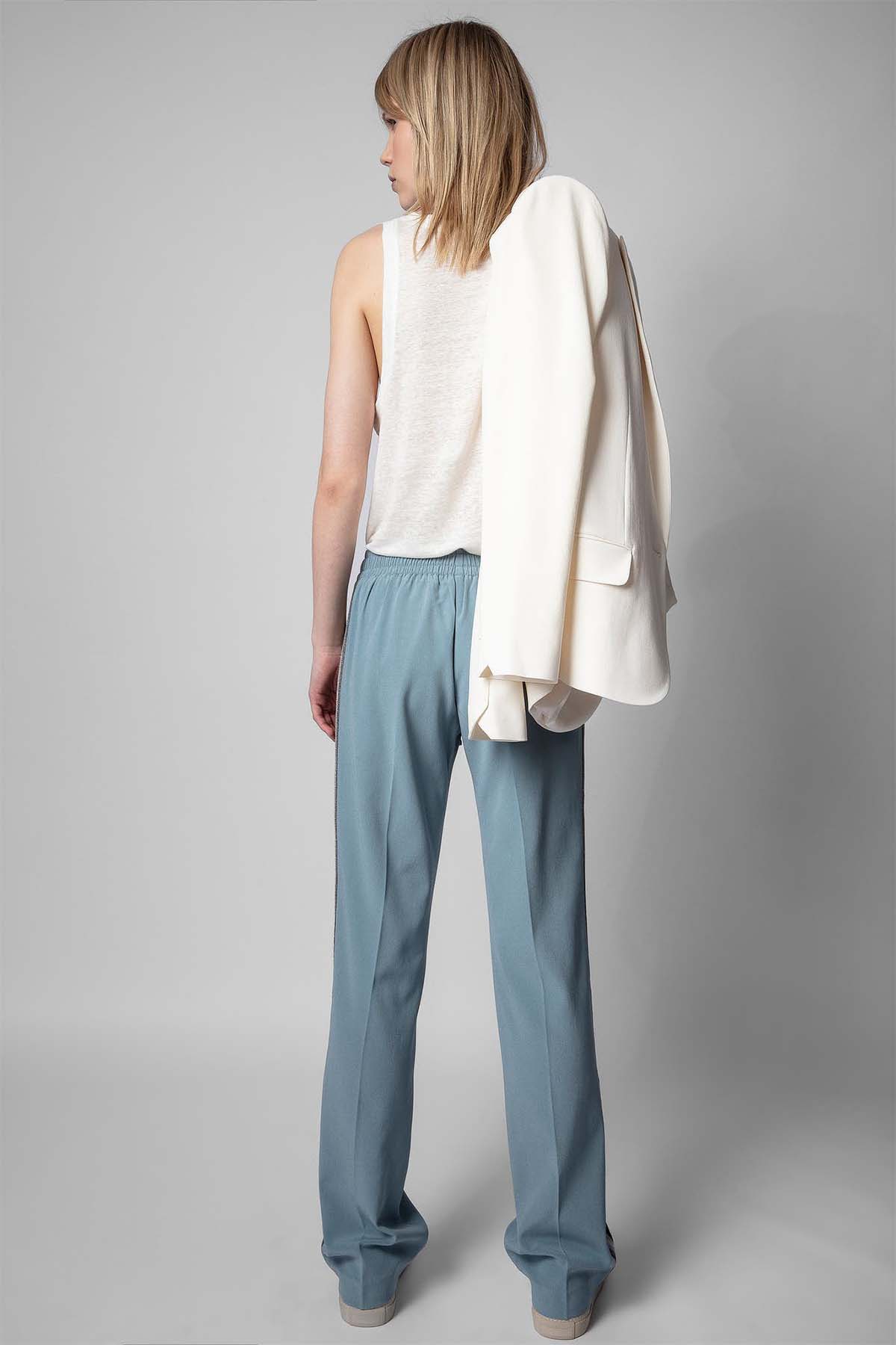 Zadig & Voltaire Beli Lastikli Şeritli Pantolon-Libas Trendy Fashion Store