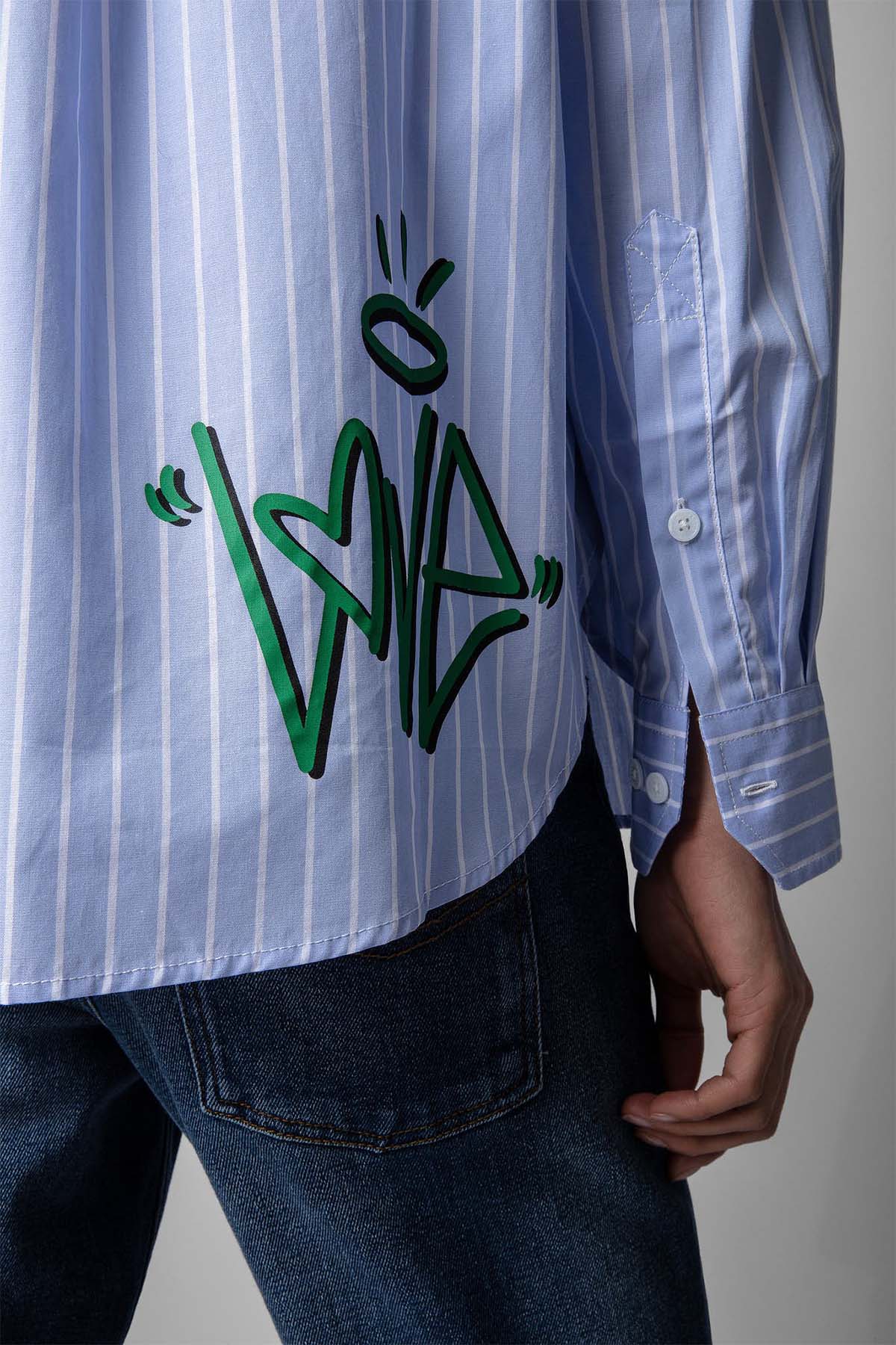 Zadig & Voltaire Çizgili Logo Baskılı Gömlek-Libas Trendy Fashion Store