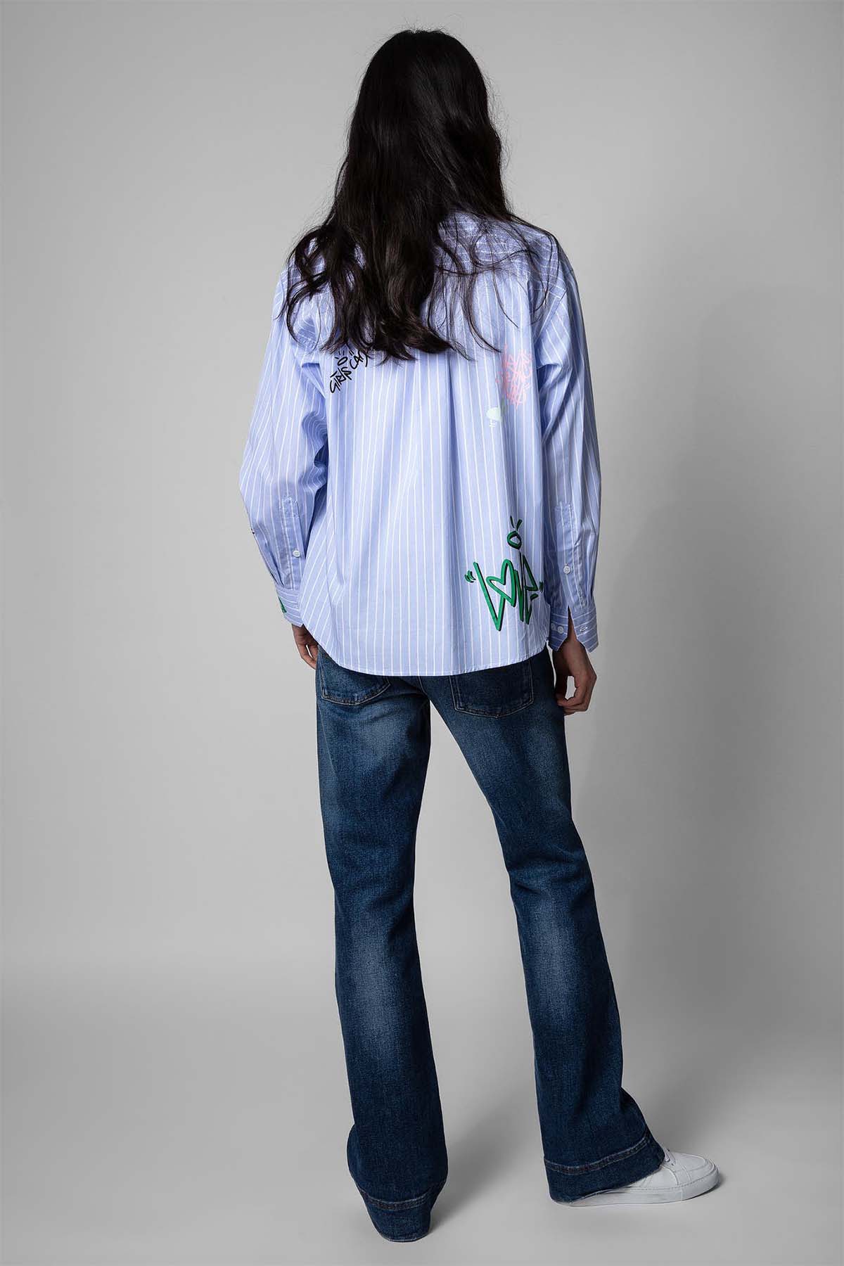 Zadig & Voltaire Çizgili Logo Baskılı Gömlek-Libas Trendy Fashion Store
