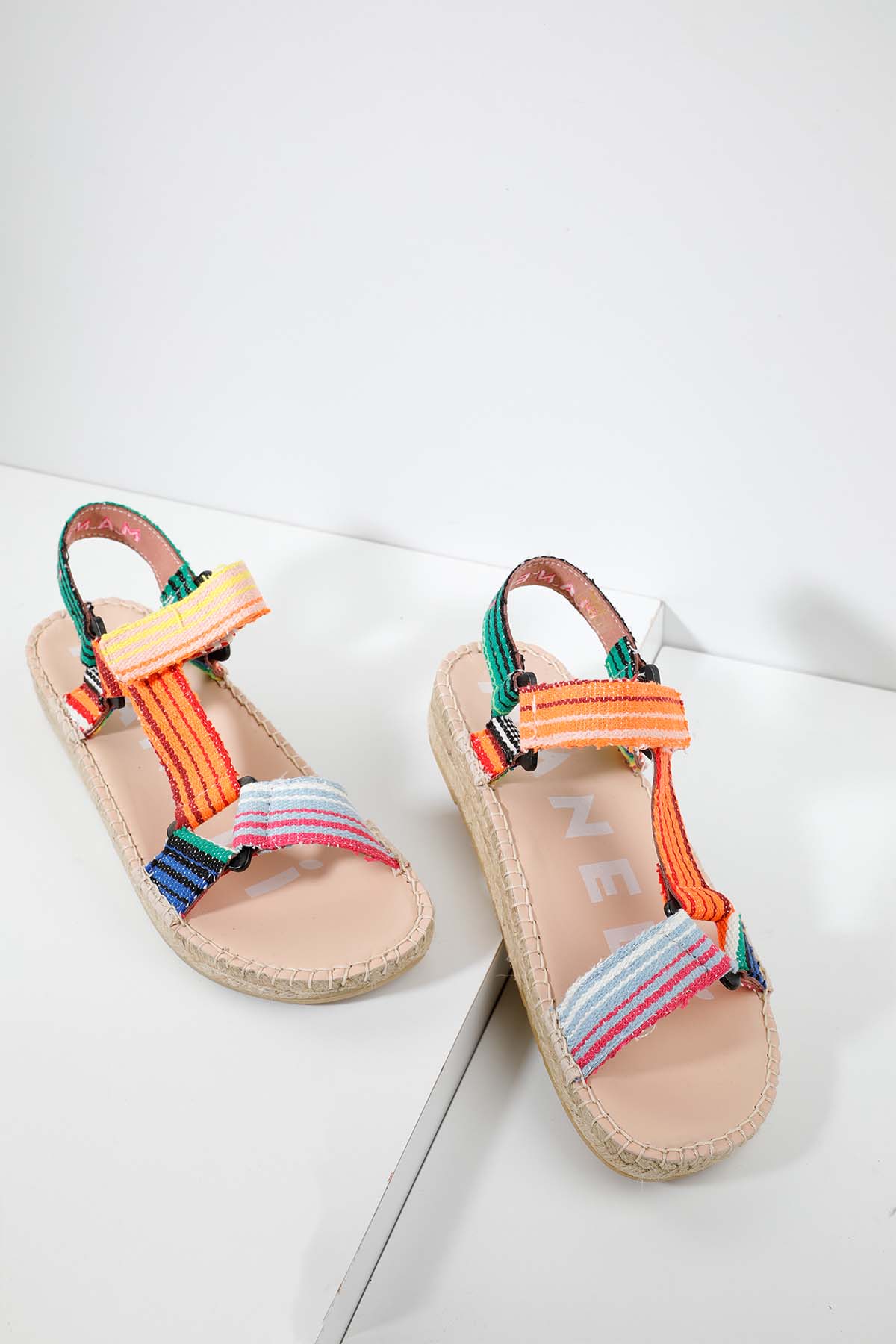 Manebi Tulum Cırt Cırt Bantlı Renkli Desenli Sandalet-Libas Trendy Fashion Store