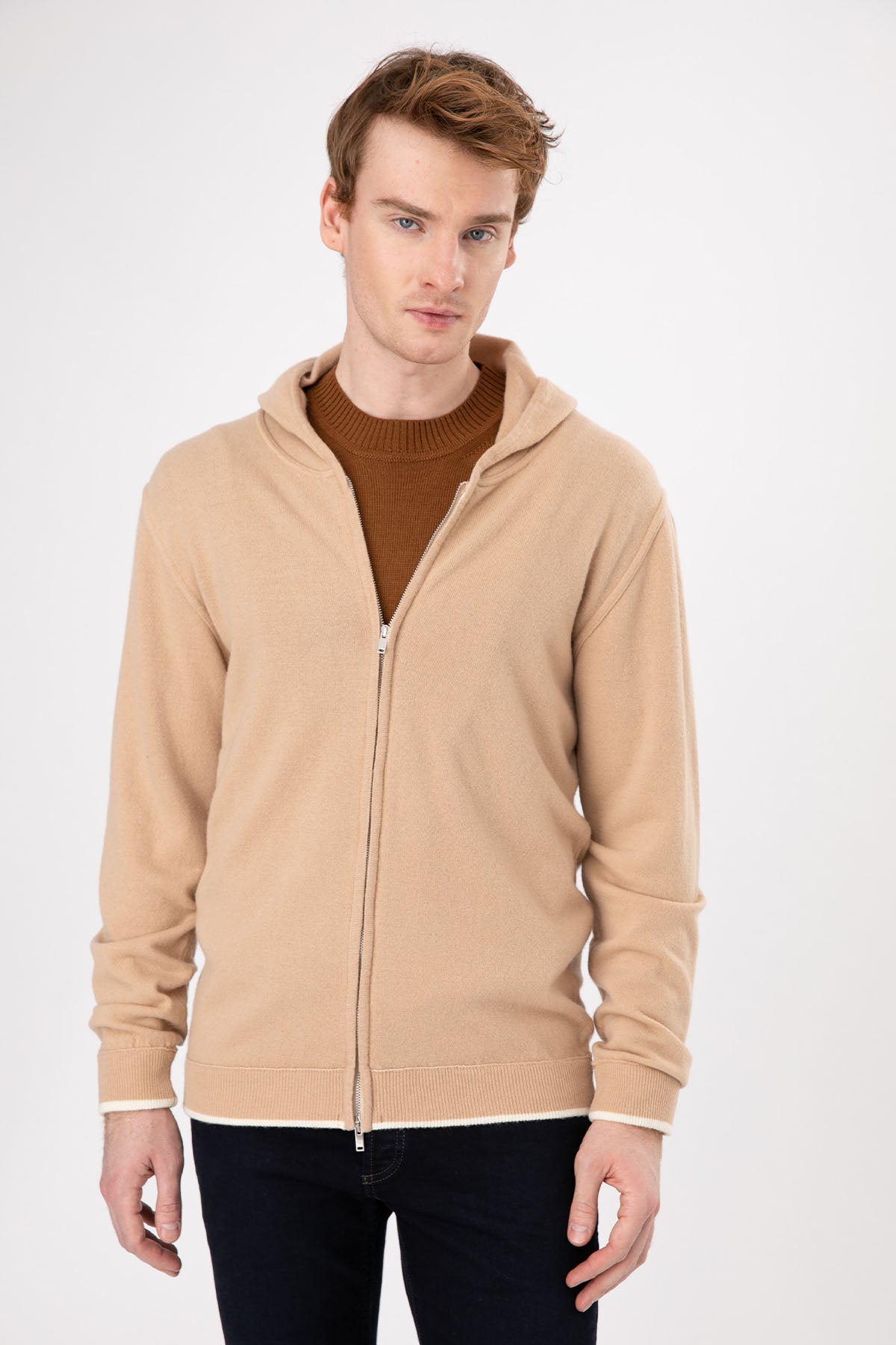 Manifattura Kapüşonlu Kaşmirli Yün Triko Ceket-Libas Trendy Fashion Store