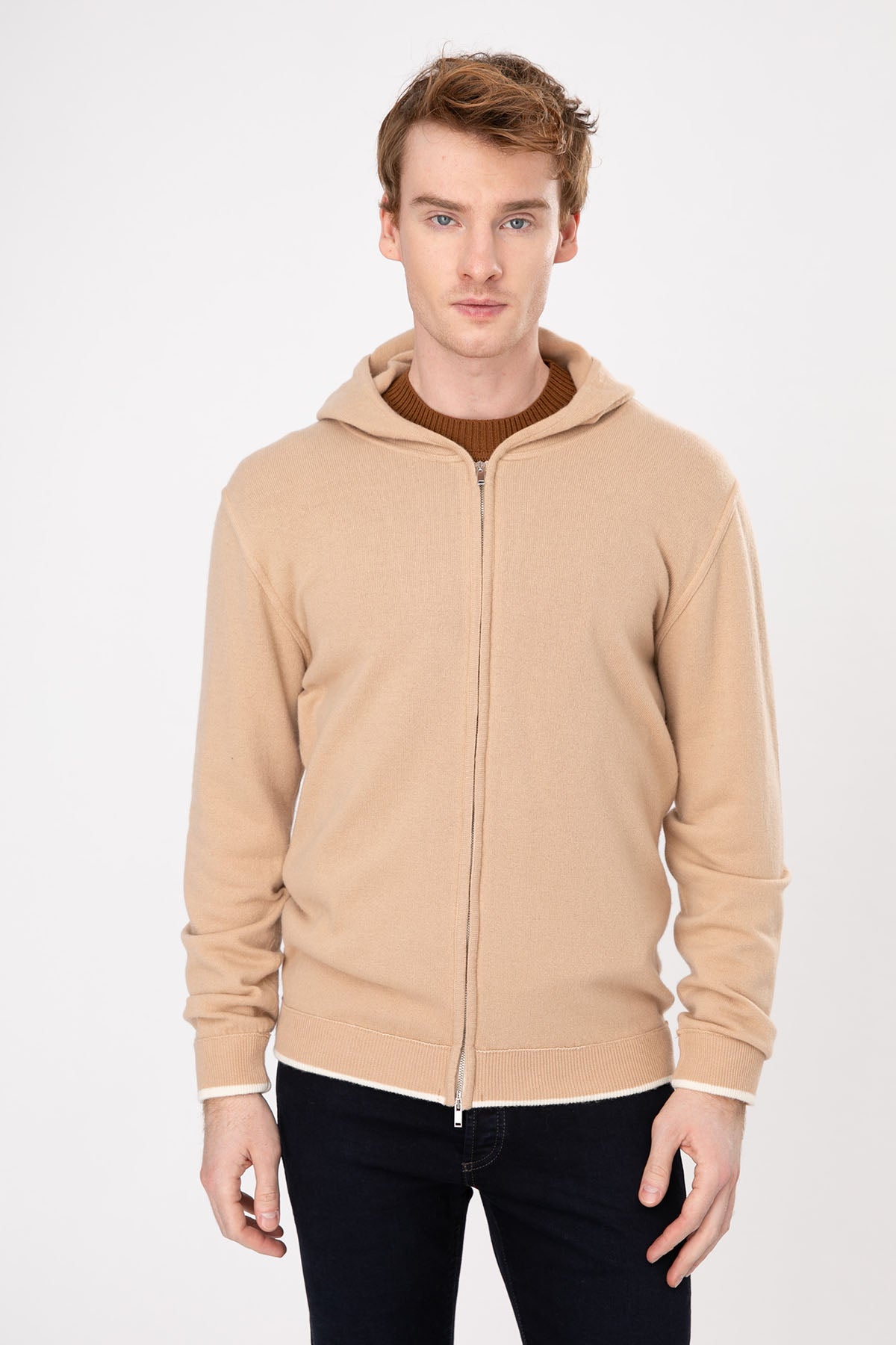 Manifattura Kapüşonlu Kaşmirli Yün Triko Ceket-Libas Trendy Fashion Store