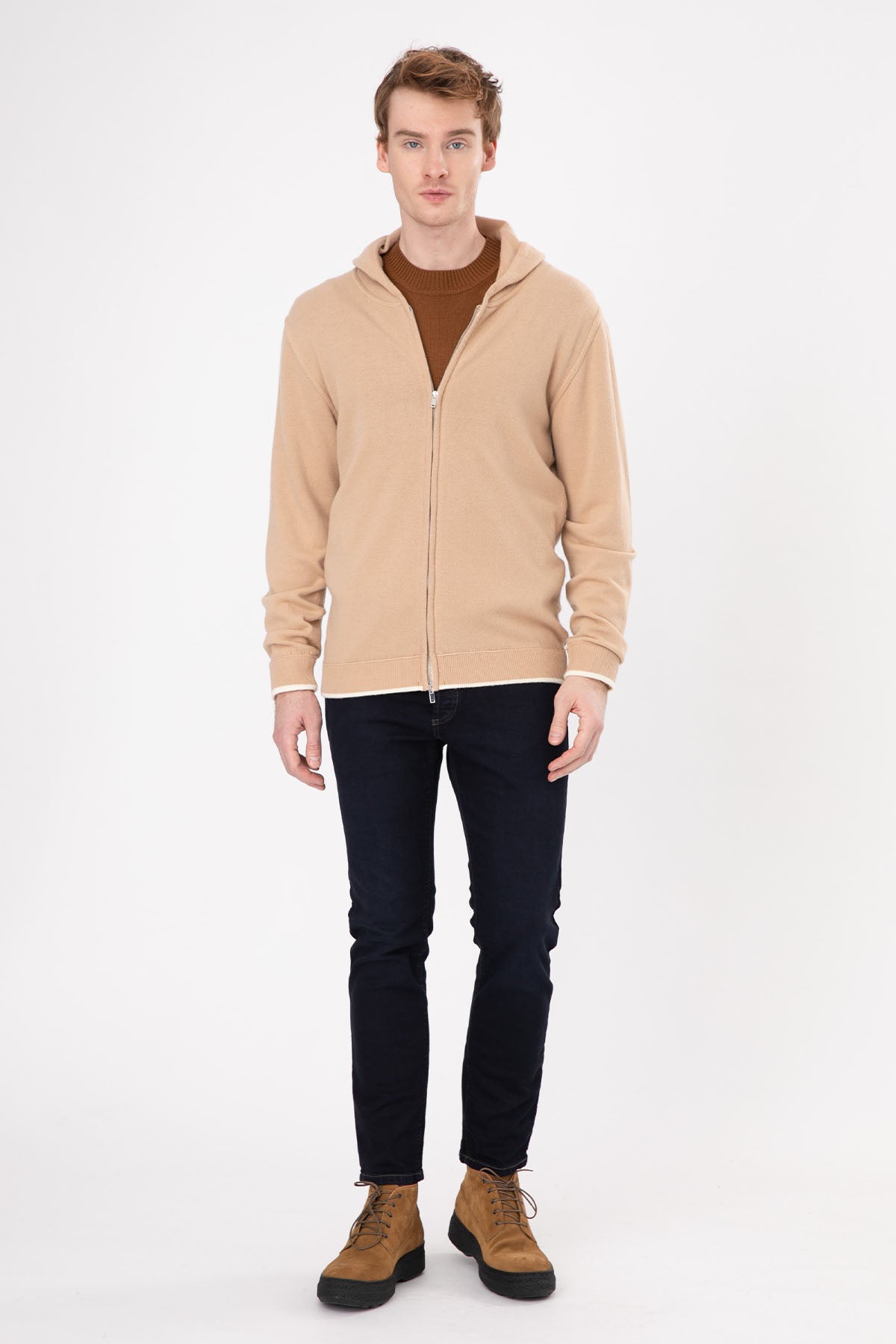 Manifattura Kapüşonlu Kaşmirli Yün Triko Ceket-Libas Trendy Fashion Store