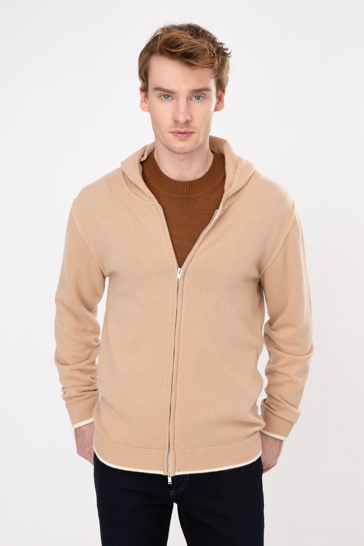 Manifattura Kapüşonlu Kaşmirli Yün Triko Ceket-Libas Trendy Fashion Store