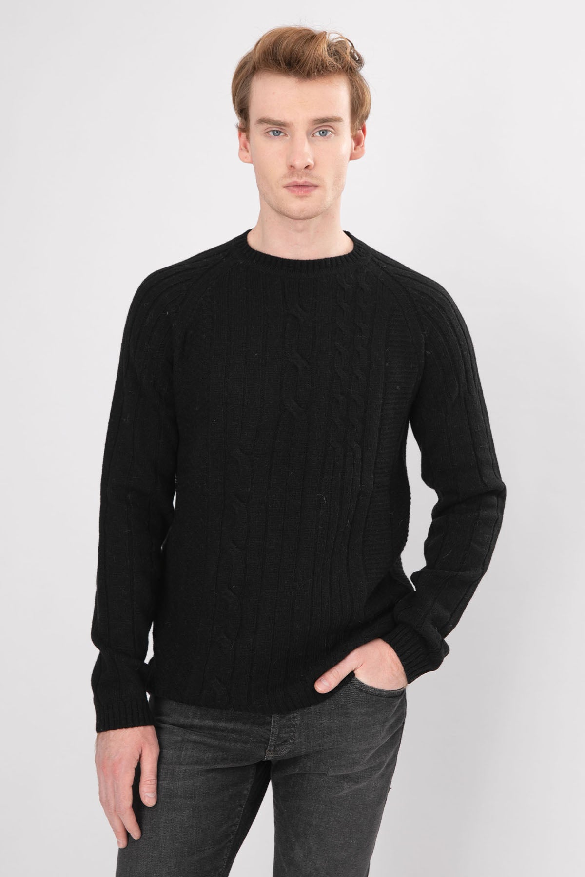 Manifattura Yuvarlak Yaka Saç Örgü Yün Triko-Libas Trendy Fashion Store