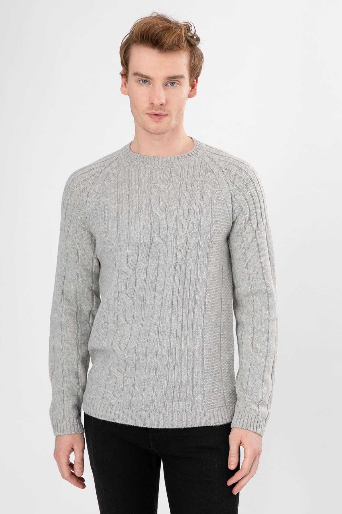 Manifattura Yuvarlak Yaka Saç Örgü Yün Triko-Libas Trendy Fashion Store