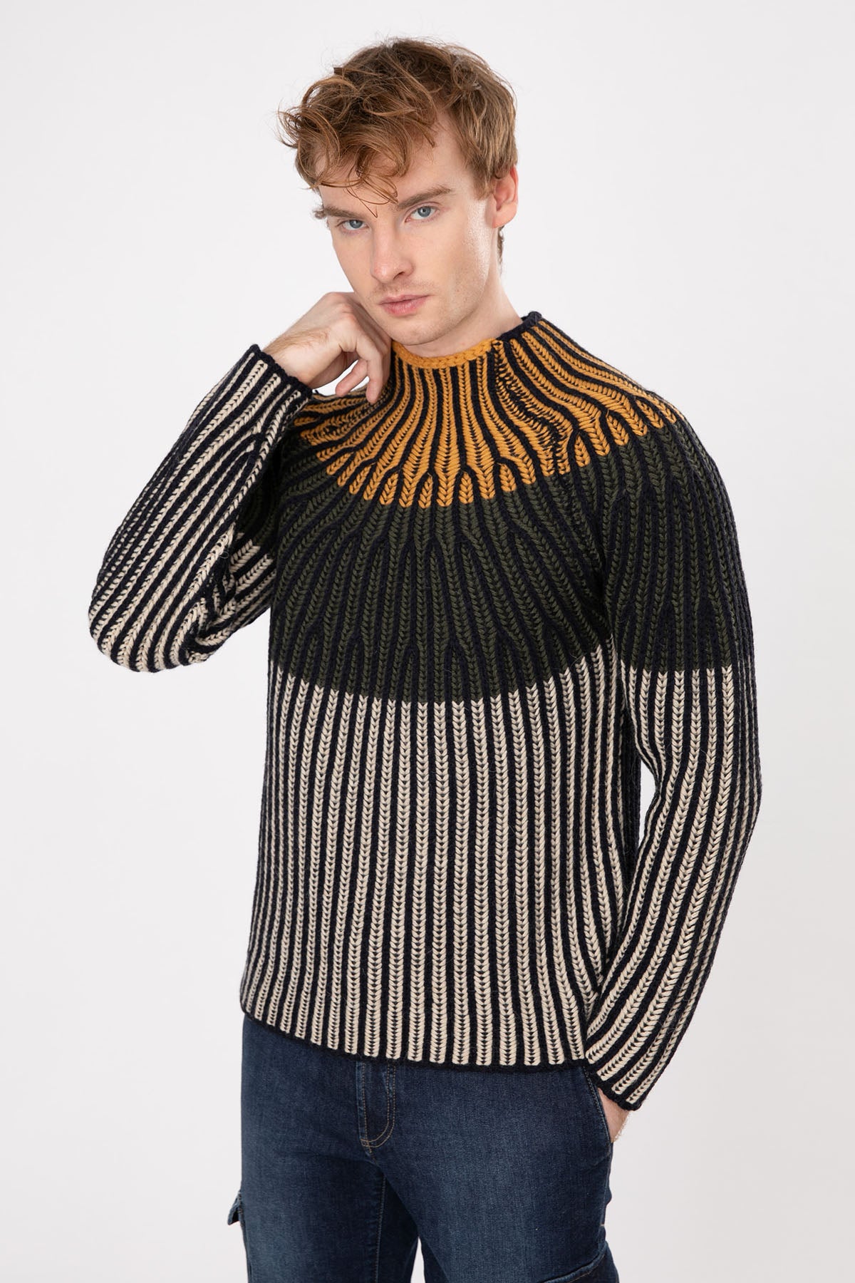 Manifattura Yarım Balıkçı Yaka Örgü Yün Triko-Libas Trendy Fashion Store