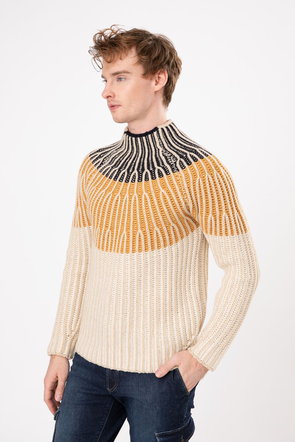 Manifattura Yarım Balıkçı Yaka Örgü Yün Triko-Libas Trendy Fashion Store