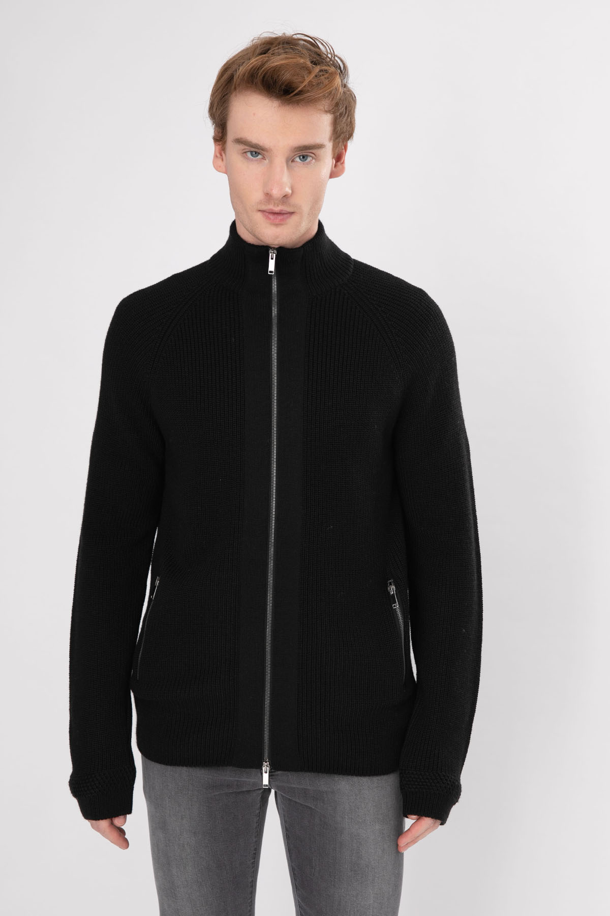 Manifattura Örgü Yün Fermuarlı Triko Ceket-Libas Trendy Fashion Store