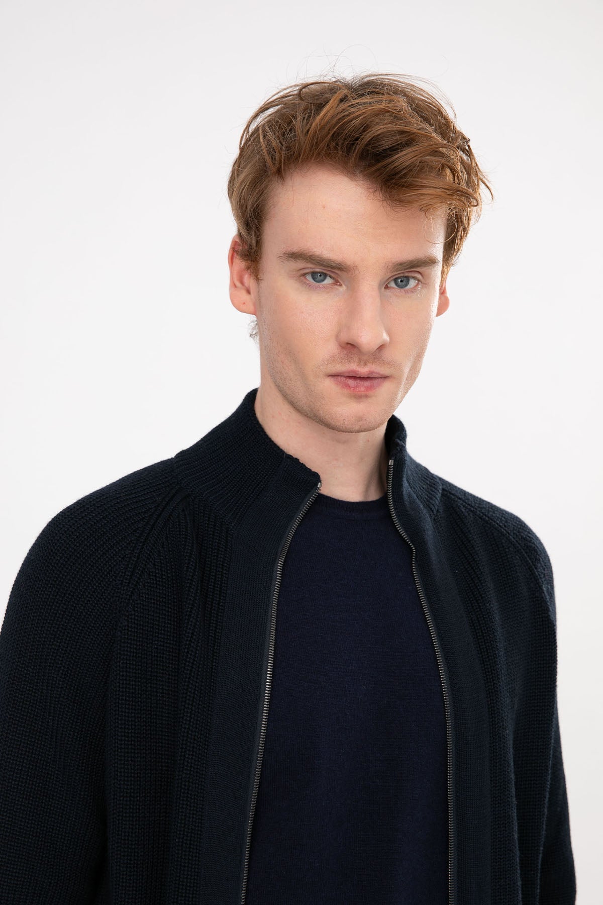 Manifattura Örgü Yün Fermuarlı Triko Ceket-Libas Trendy Fashion Store