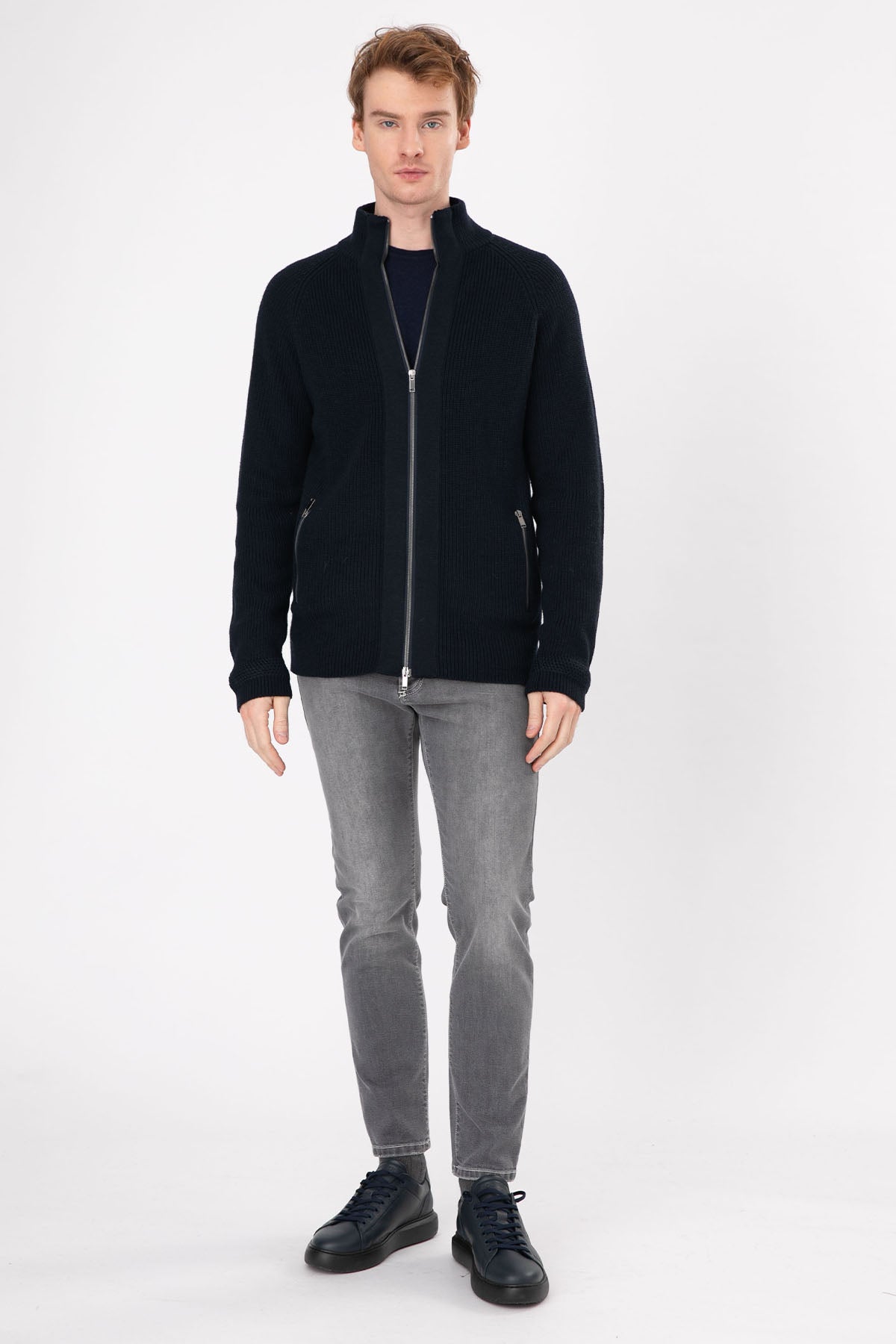 Manifattura Örgü Yün Fermuarlı Triko Ceket-Libas Trendy Fashion Store