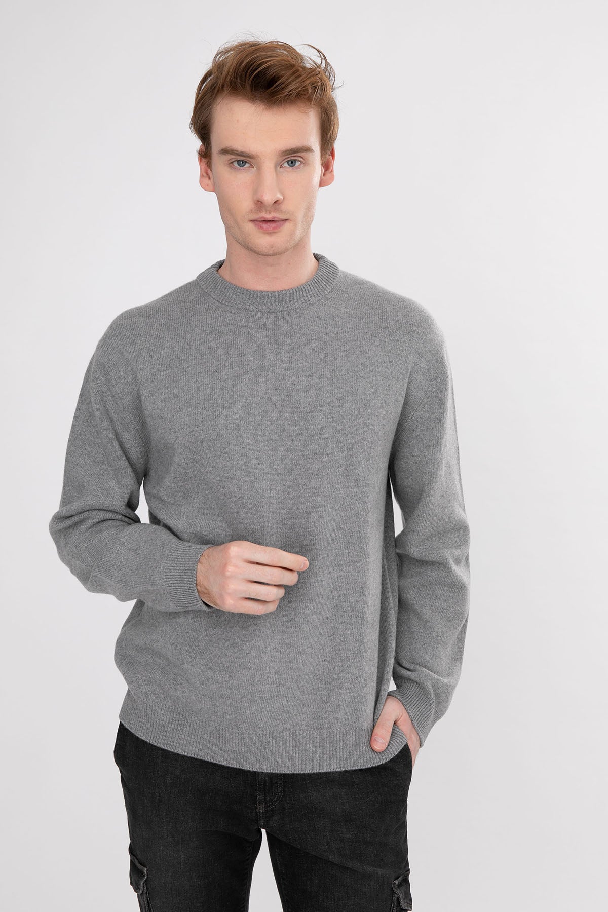 Manifattura Yuvarlak Yaka Kaşmirli Yün Triko-Libas Trendy Fashion Store