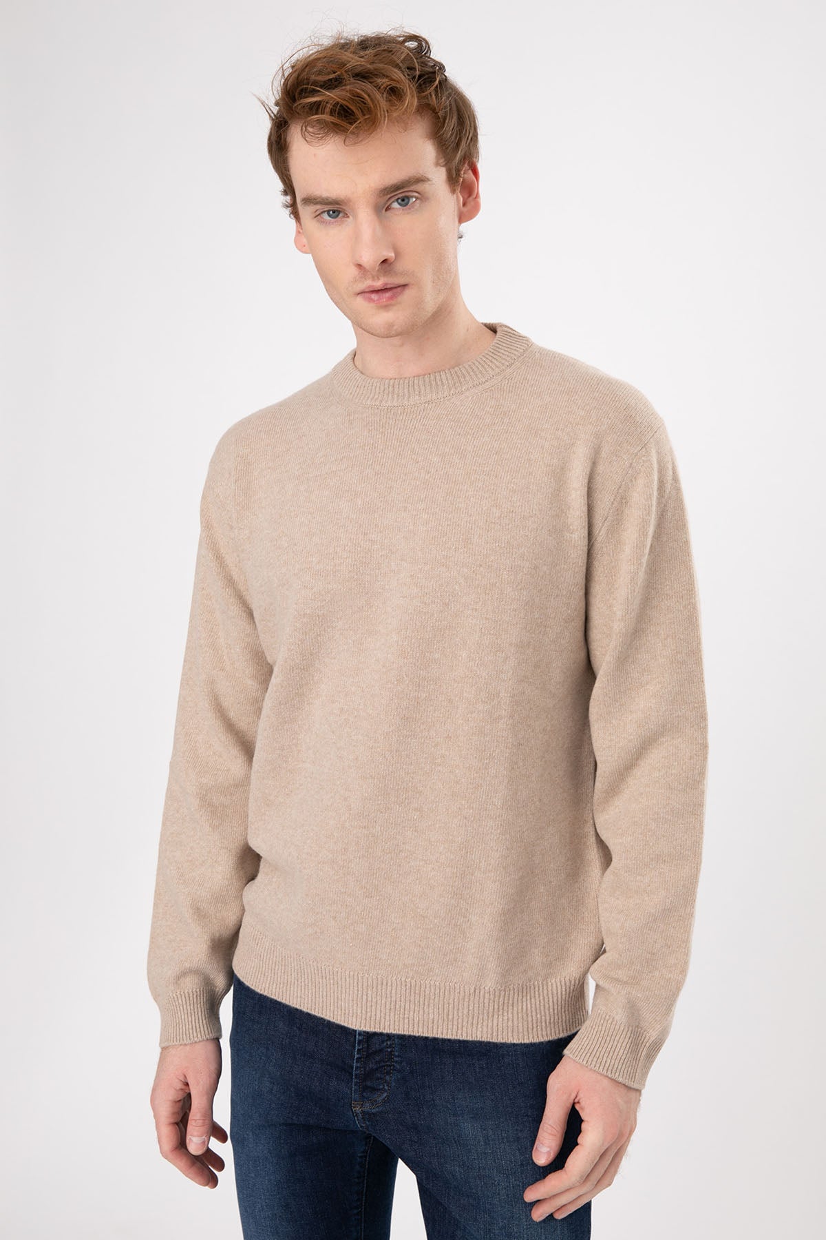 Manifattura Yuvarlak Yaka Kaşmirli Yün Triko-Libas Trendy Fashion Store