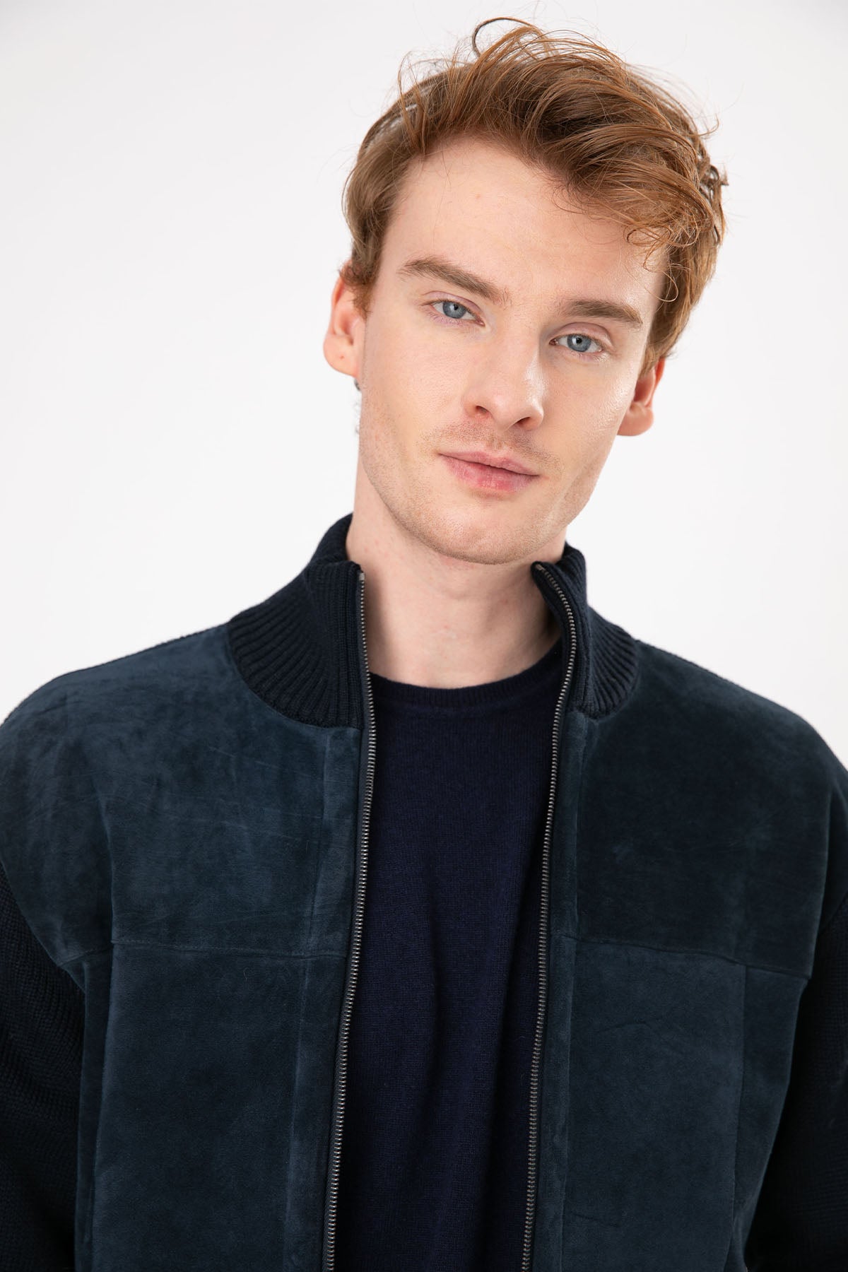 Manifattura Örgü Triko Detaylı Süet Deri Ceket-Libas Trendy Fashion Store