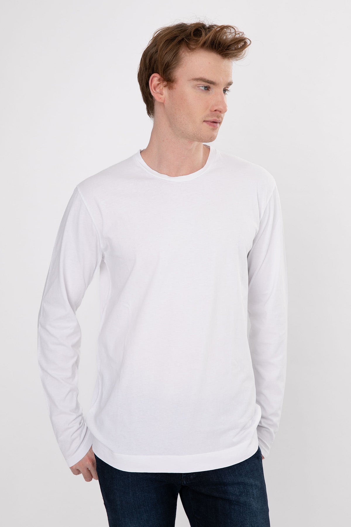 Manifattura Yuvarlak Yaka Uzun Kollu T-shirt-Libas Trendy Fashion Store