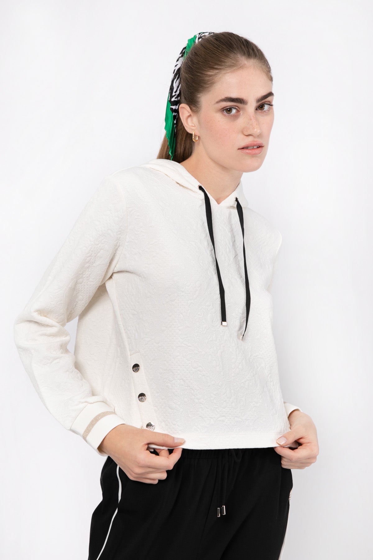 Liu Jo Kabartma Desenli Kapüşonlu Sweatshirt-Libas Trendy Fashion Store