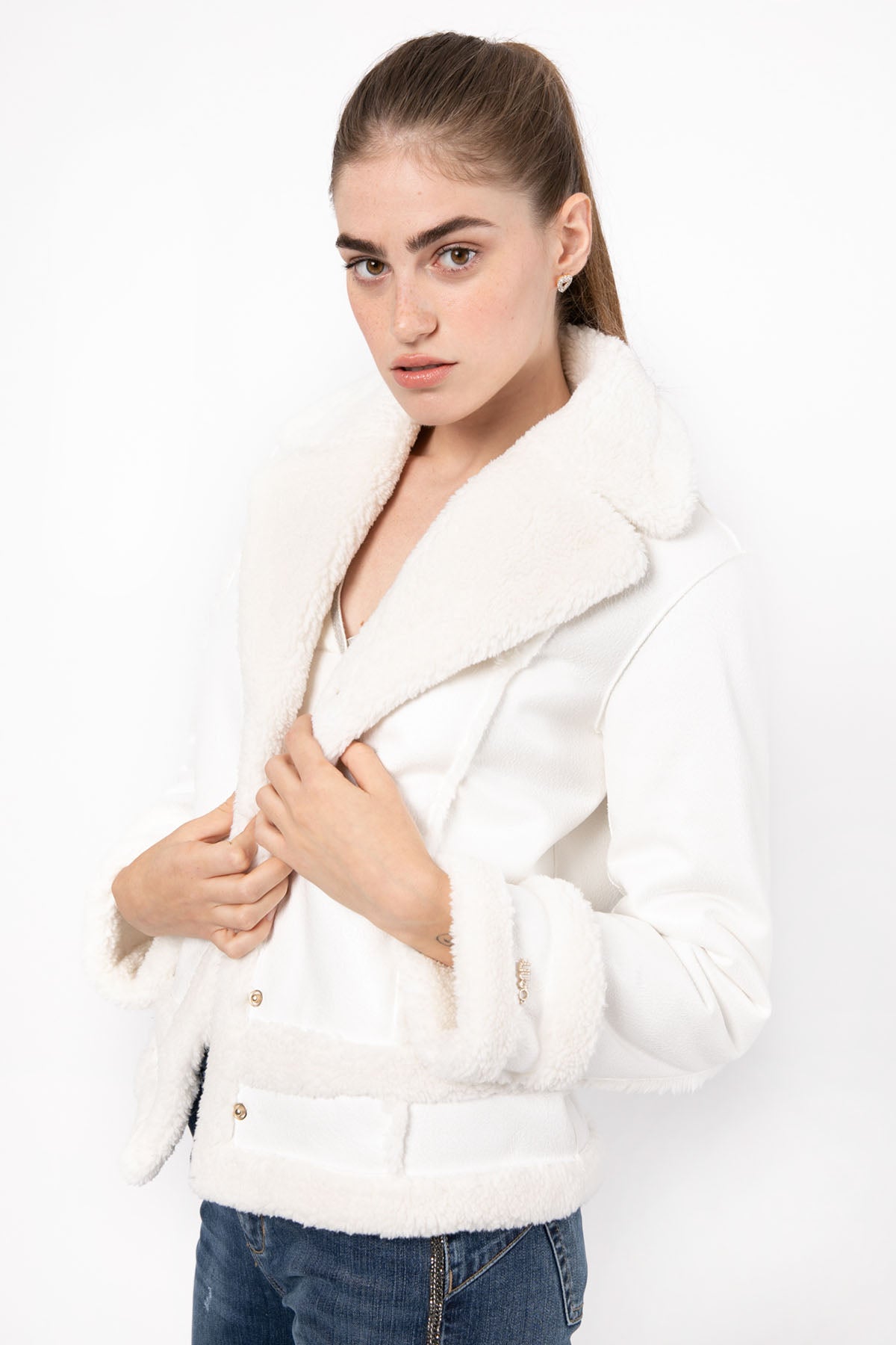 Liu Jo Deri Kürk Yakalı Mont-Libas Trendy Fashion Store