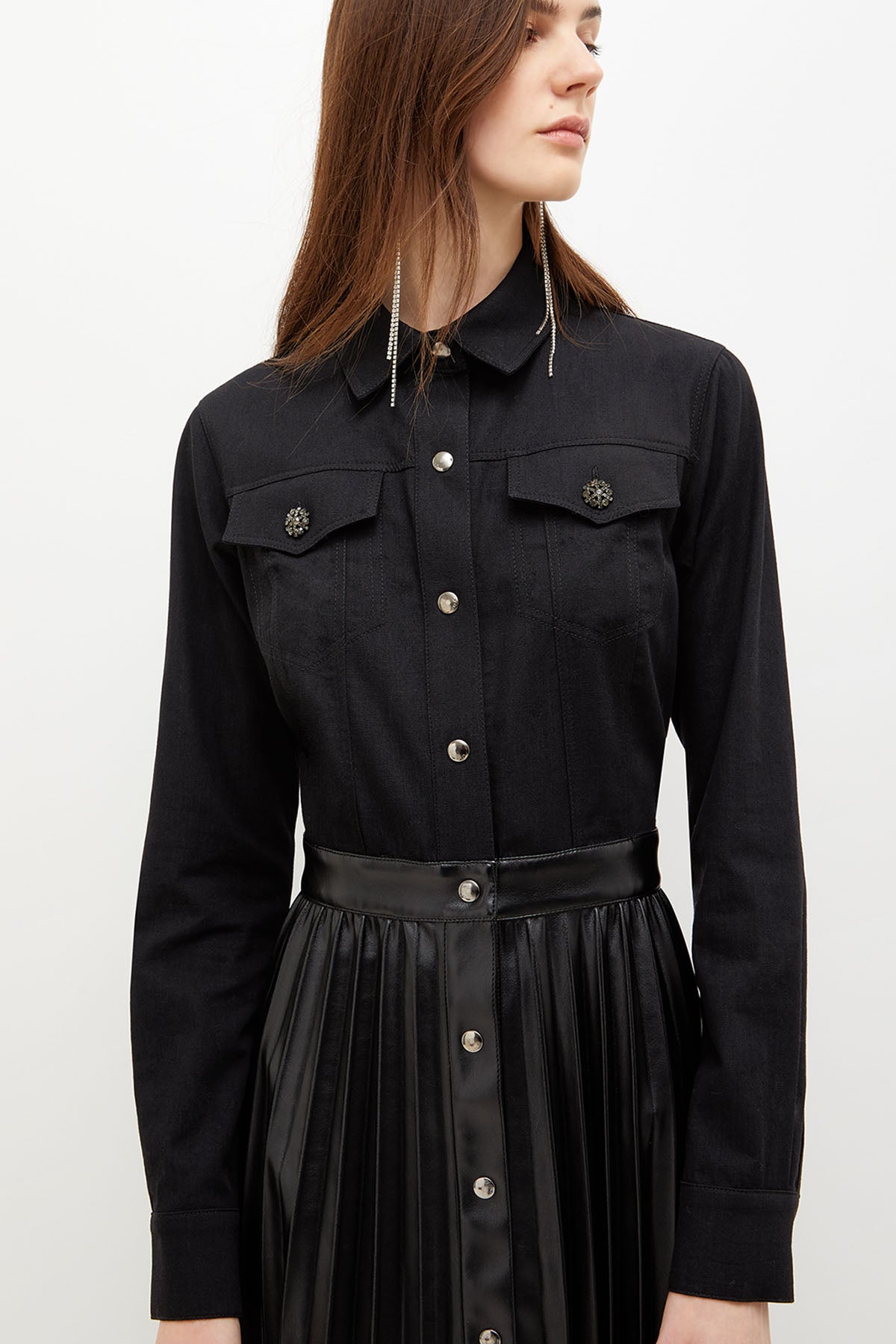 Liu Jo Piliseli Deri Etekli Elbise-Libas Trendy Fashion Store