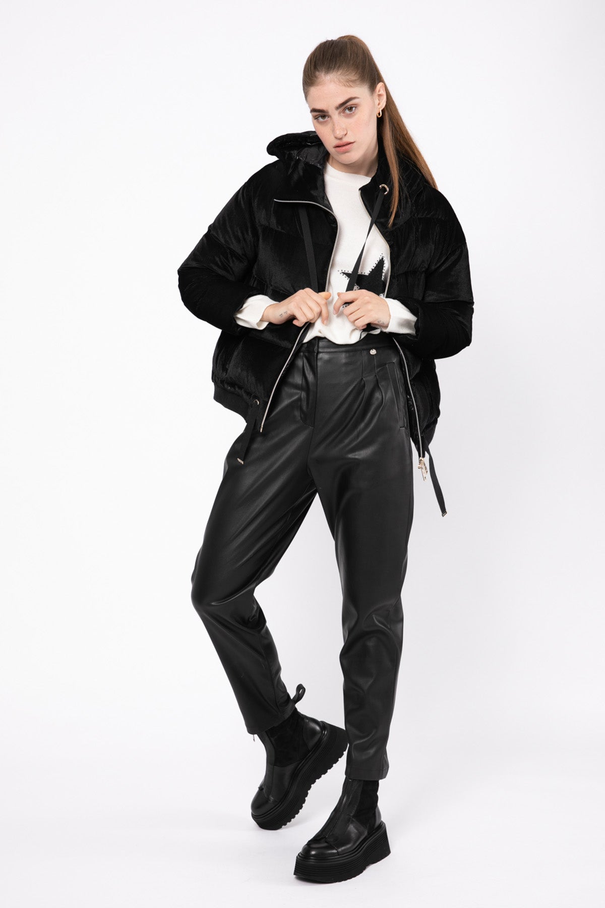 Liu Jo Çift Pileli Deri Pantolon-Libas Trendy Fashion Store