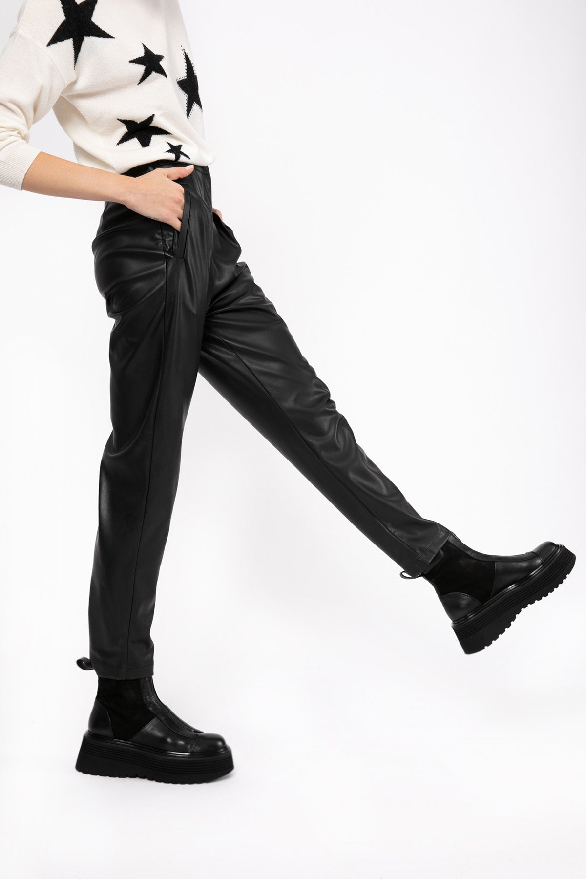 Liu Jo Çift Pileli Deri Pantolon-Libas Trendy Fashion Store