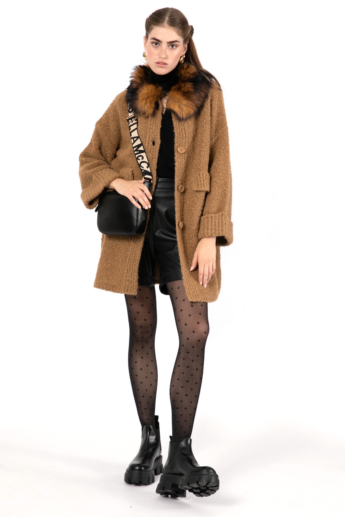 Liu Jo Kürk Yakalı Peluş Yün Kaban-Libas Trendy Fashion Store