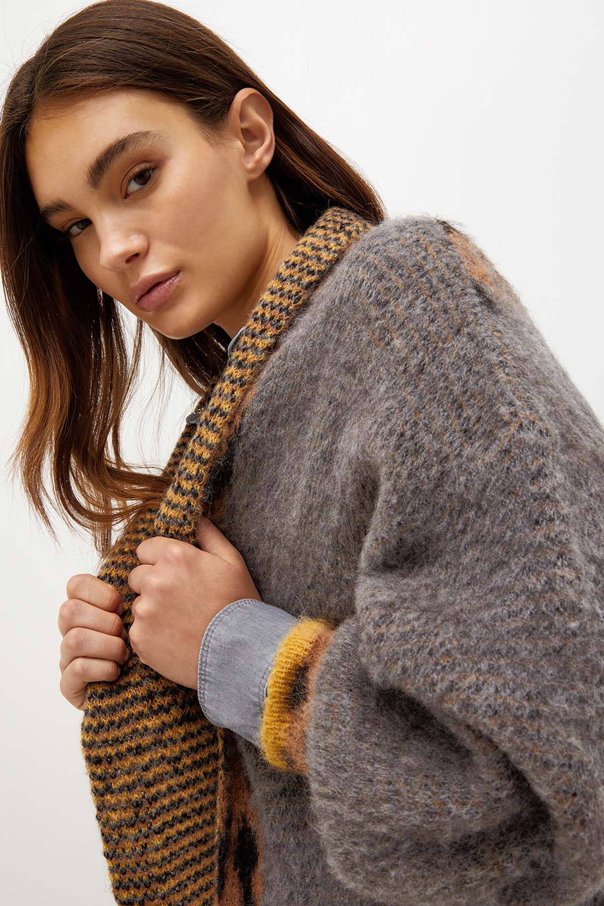 Liu Jo Leopar Desenli Şal Yaka Yün Ceket-Libas Trendy Fashion Store